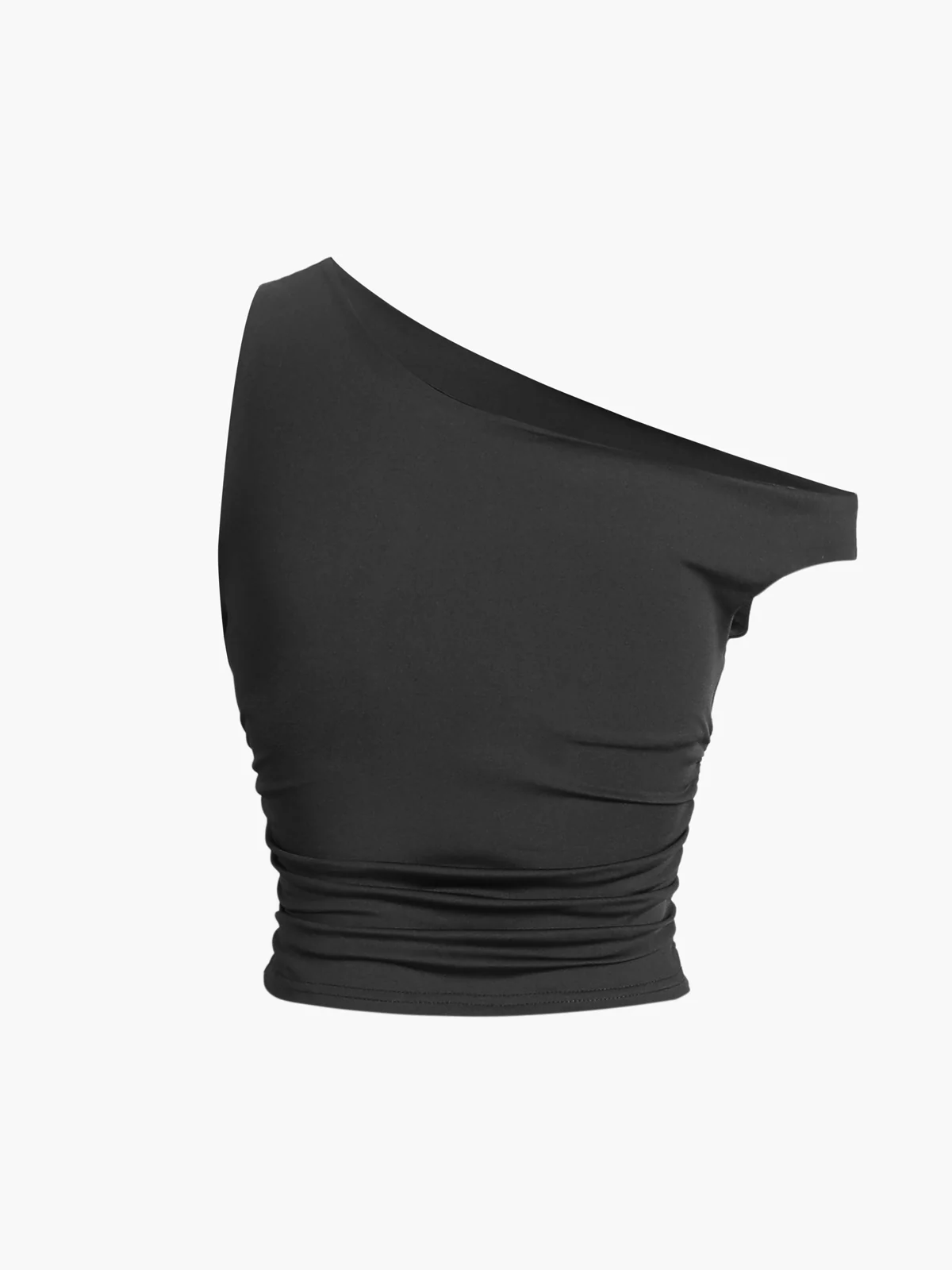 Solid One-Shoulder Sleeveless Short Top - Image 2