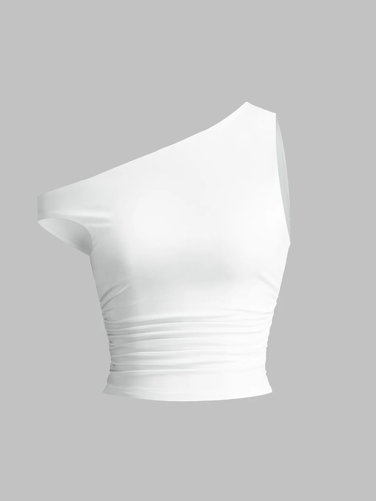 Solid One-Shoulder Sleeveless Short Top - Image 4