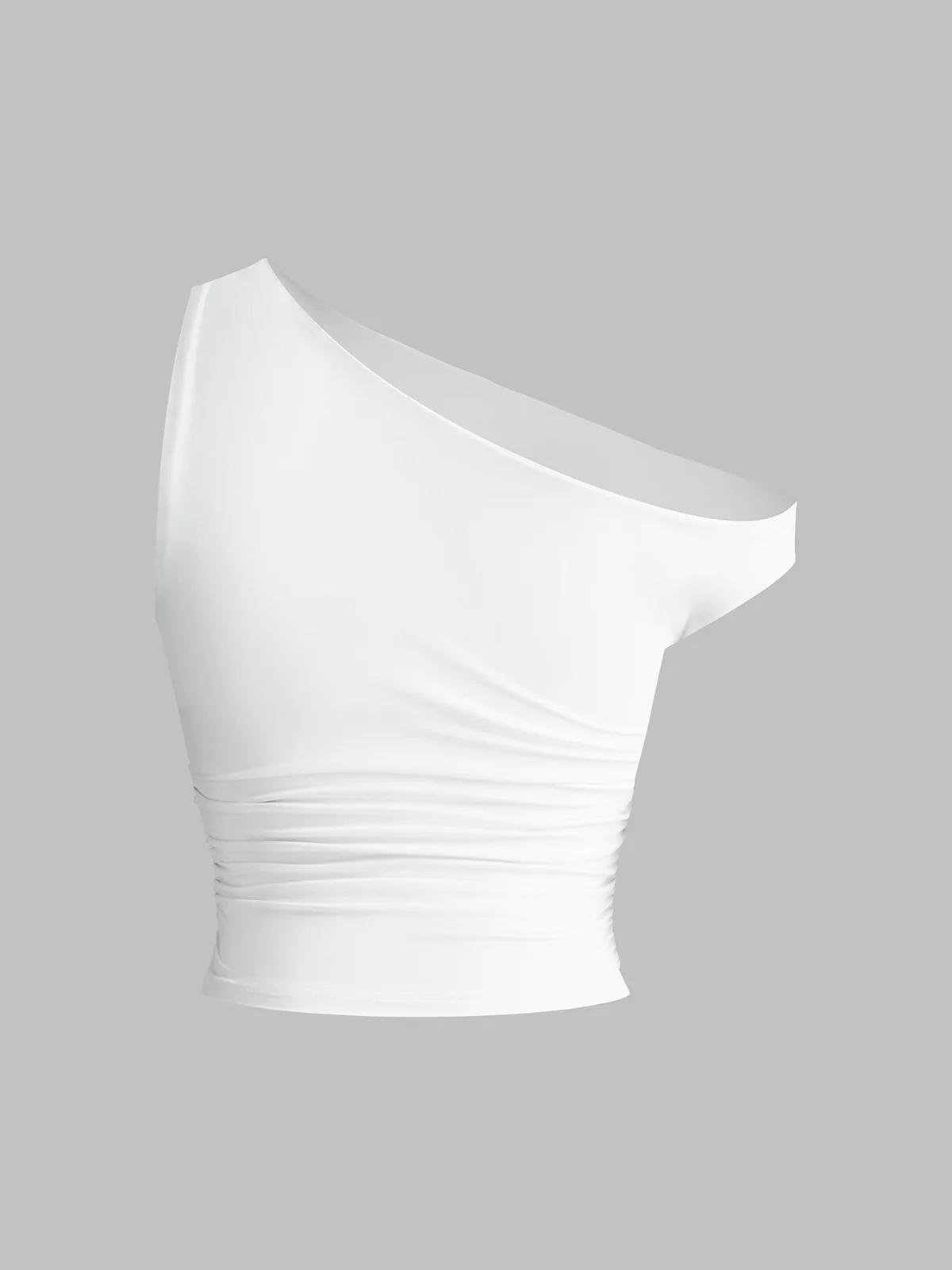 Solid One-Shoulder Sleeveless Short Top - Image 5