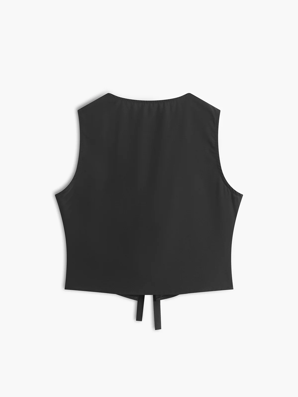 Solid V-Neck Tie Front Vest - Image 2