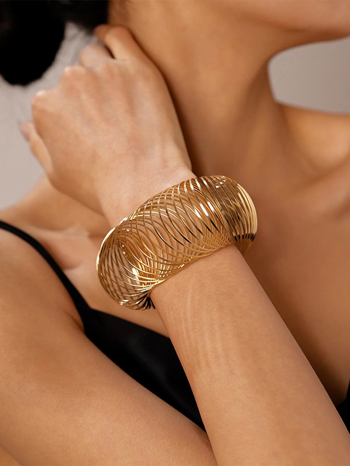 Spiral Spring Coil Cuff Bracelet - Image 2