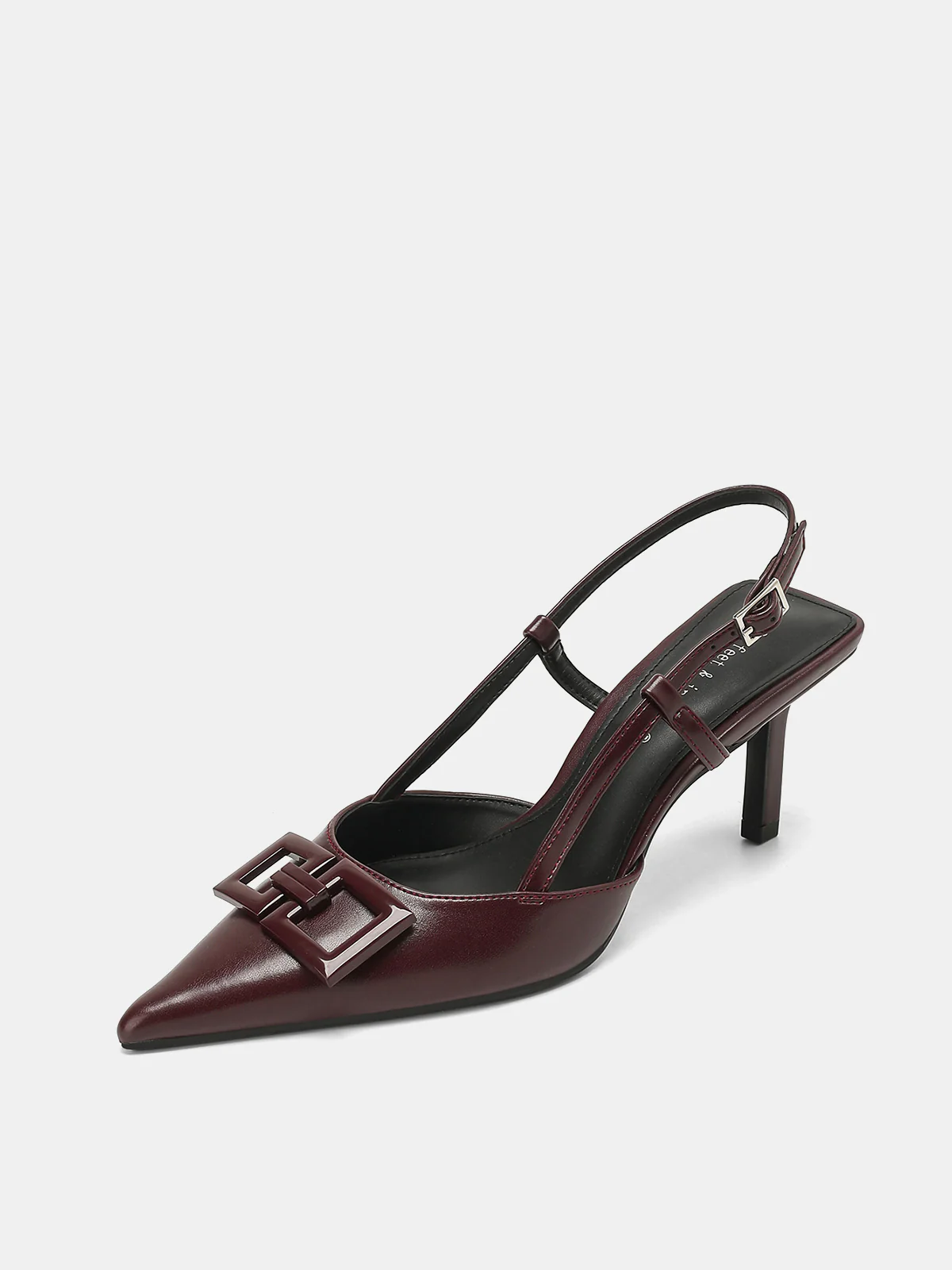 Square Accent Pointed-Toe Slingback Heels - Image 3