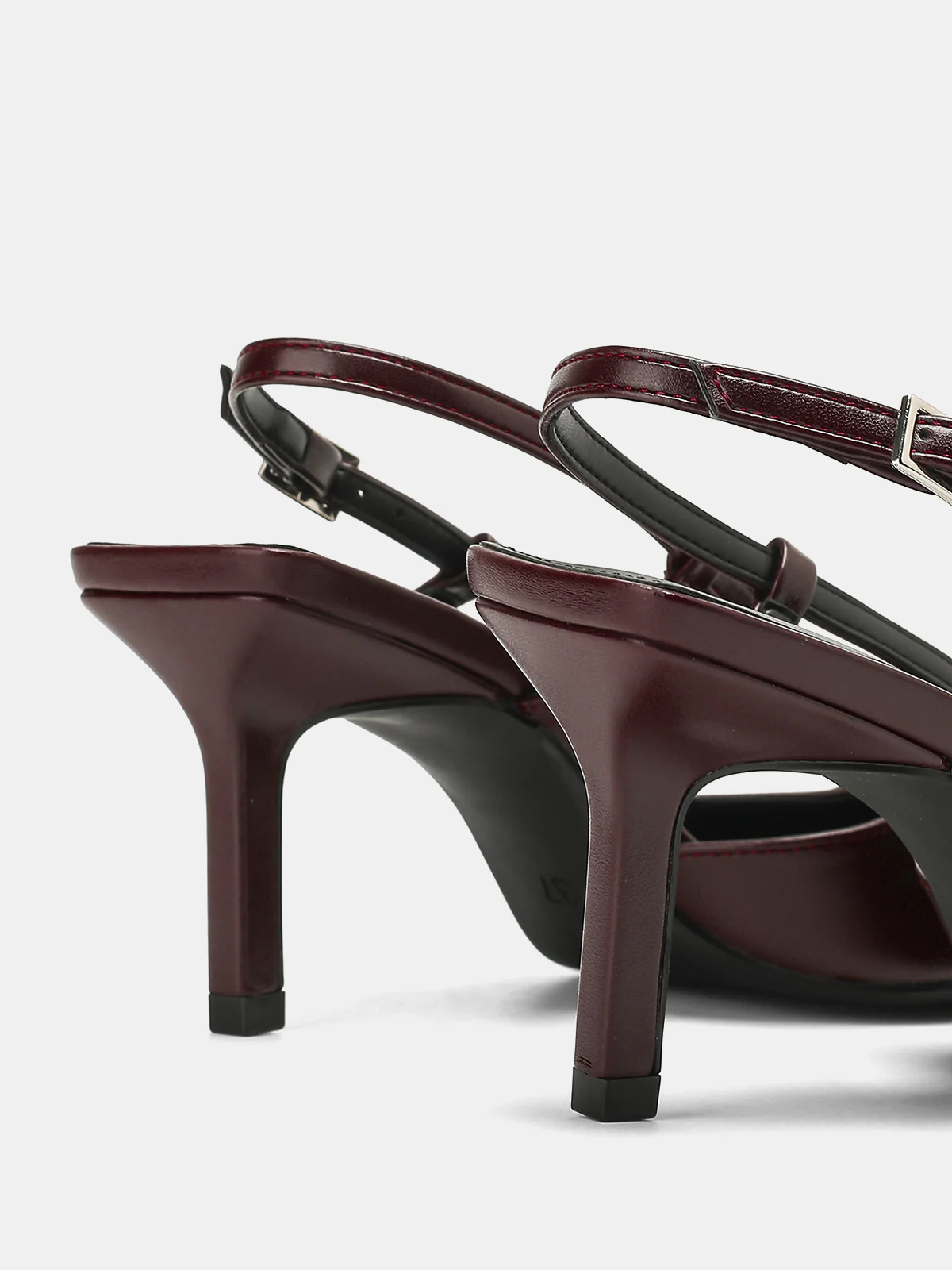 Square Accent Pointed-Toe Slingback Heels - Image 4