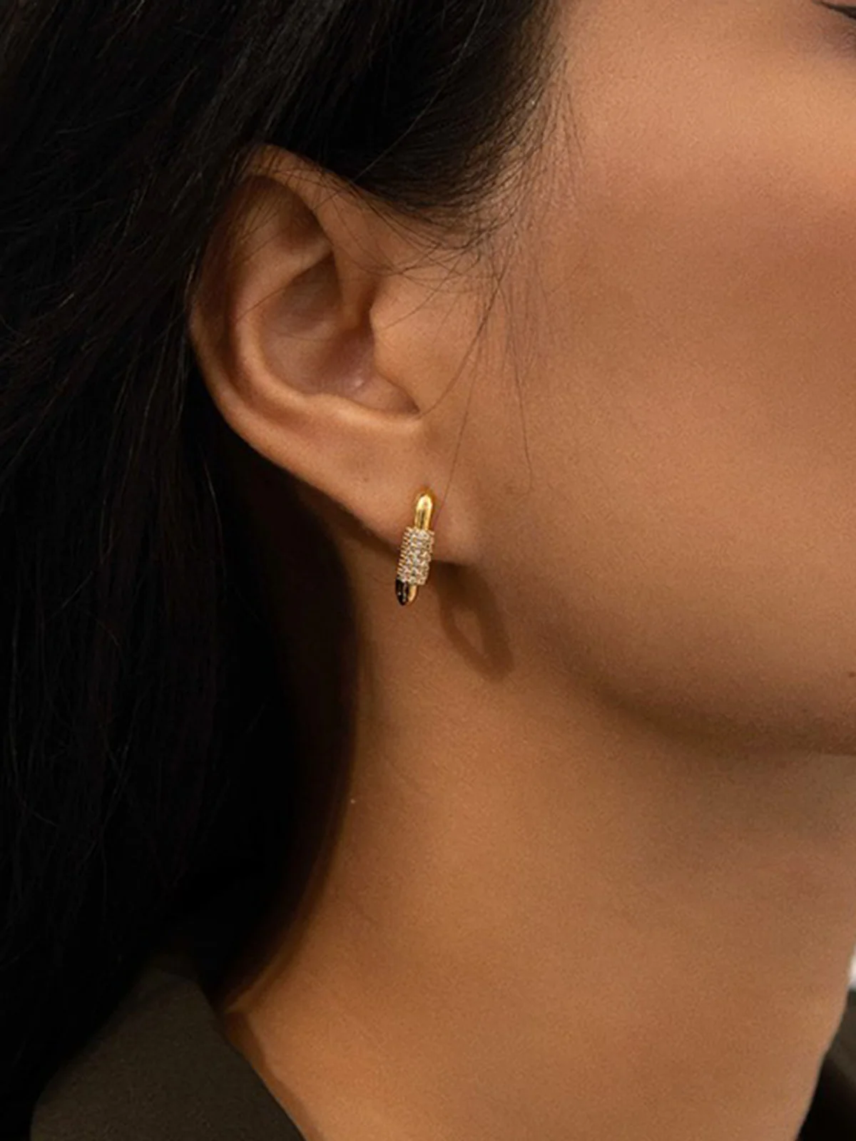 Square Chubby Diamond Earrings - Image 3