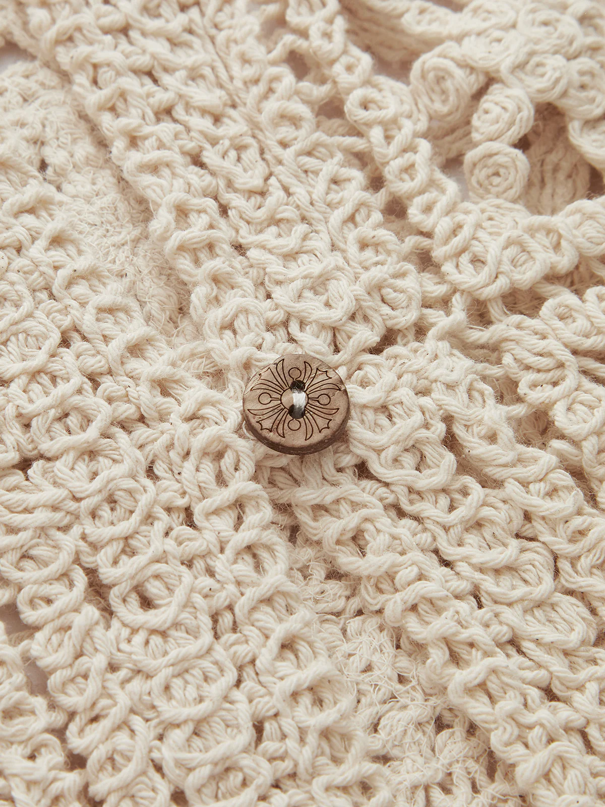 Square Crochet Button-Front Knit Vest - Image 4