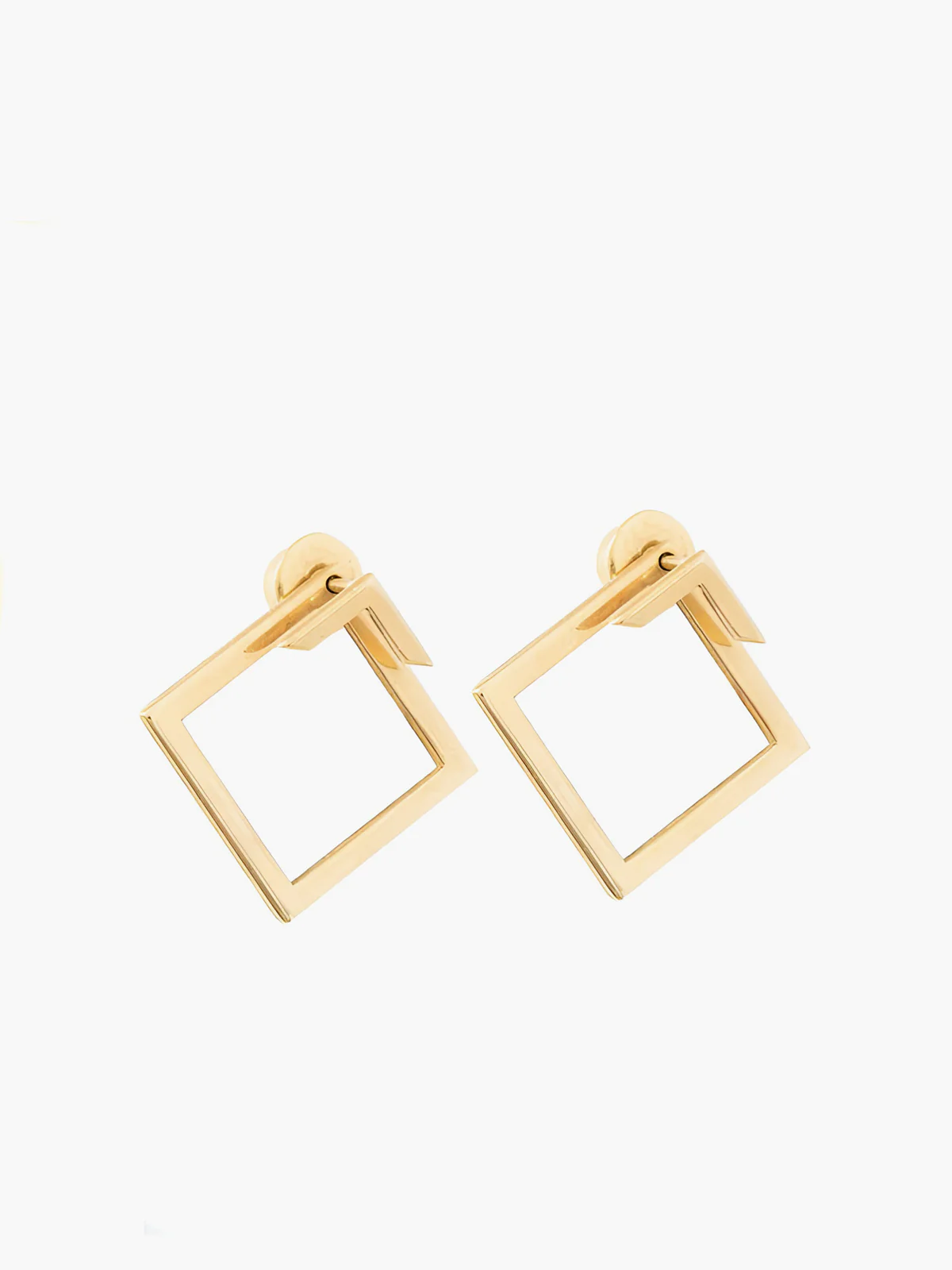 Square Geometric Stud Earrings - Image 2