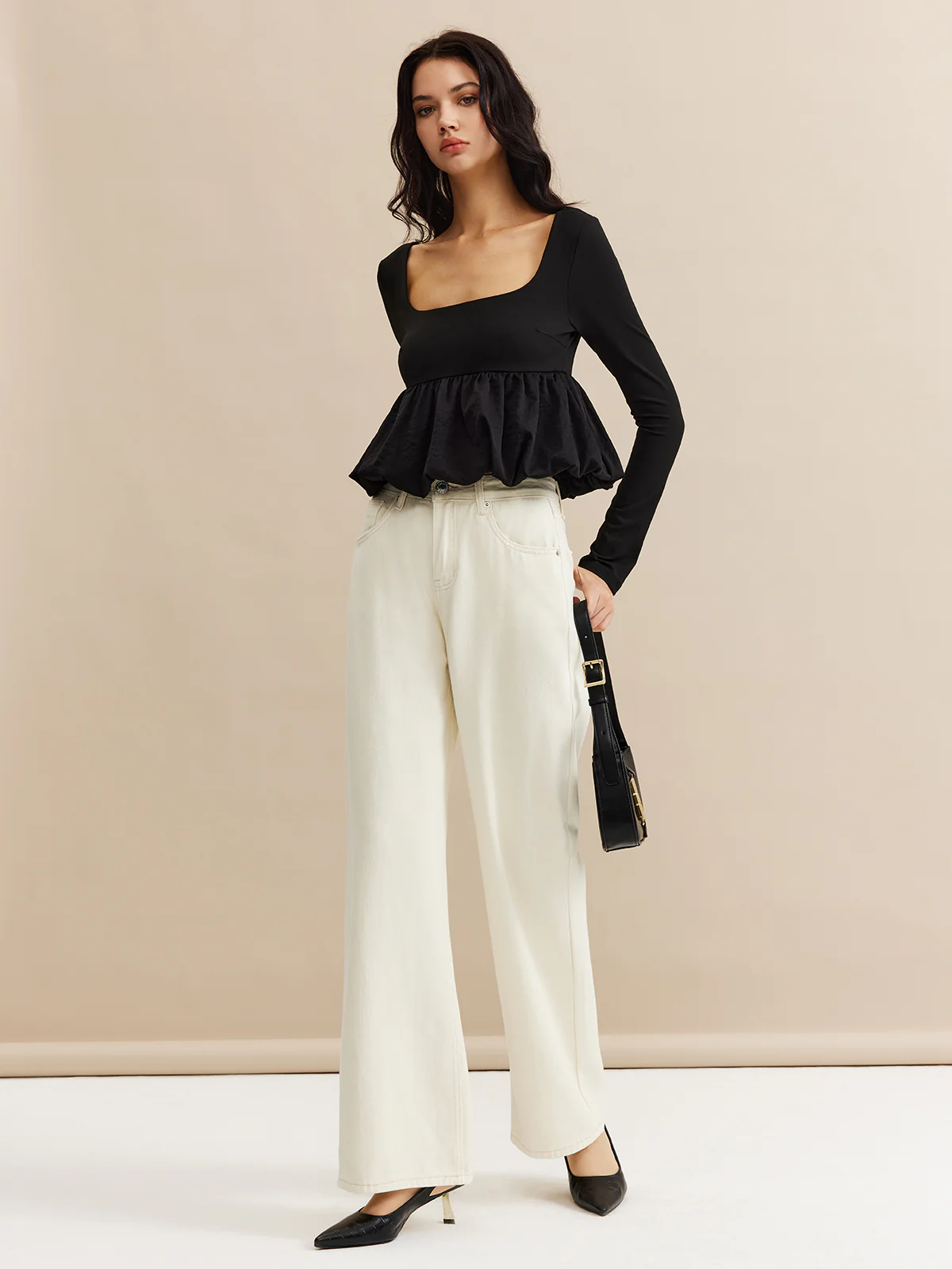 Square Neck Bud Waist Blouse - Image 2