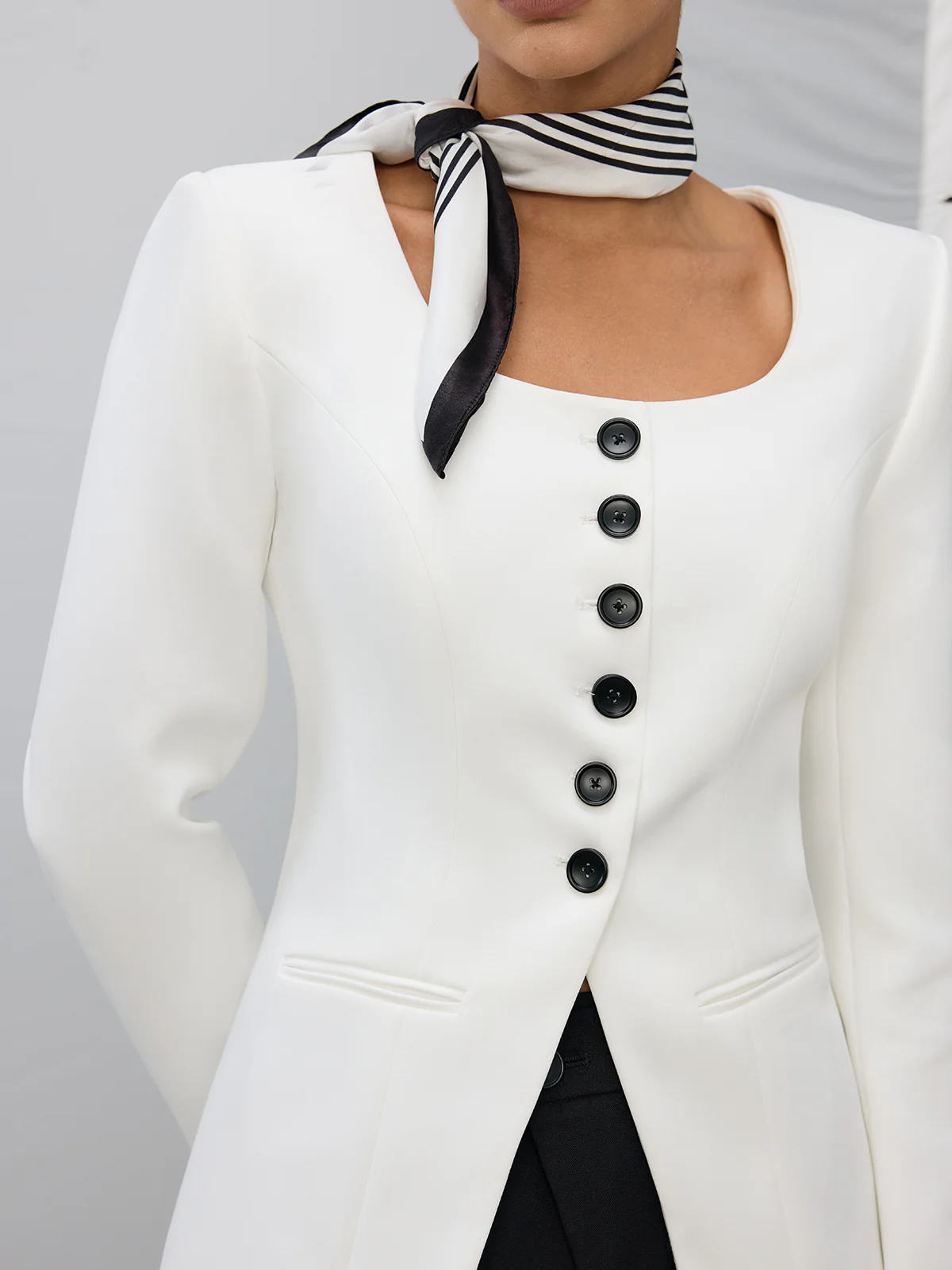 Square Neck Button Blazer - Image 2