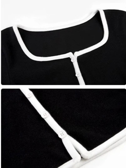Square Neck Contrast Trim Long Sleeve Knit Shirt - Image 7