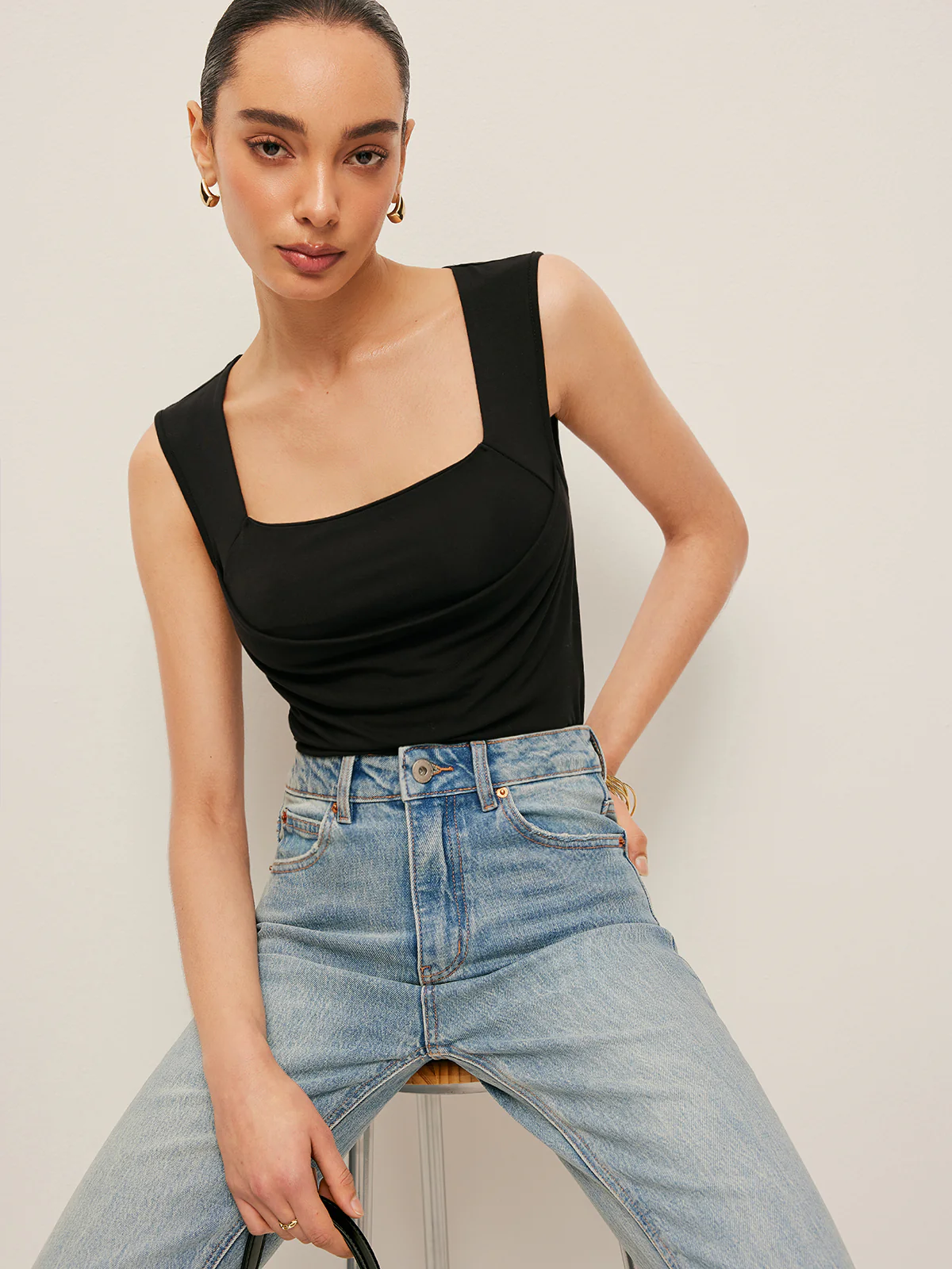 Square Neck Fitted Tank Top - Image 3