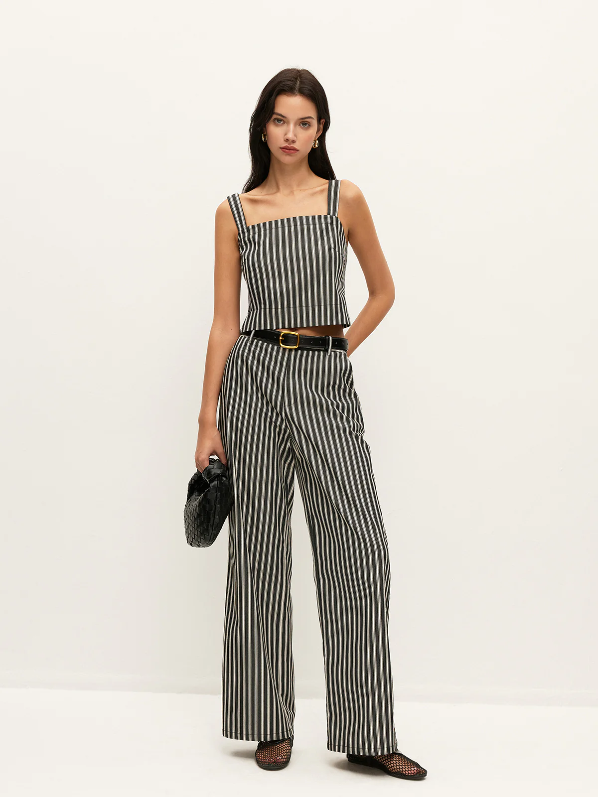 Square-Neck Pinstripe Sleeveless Top - Image 4