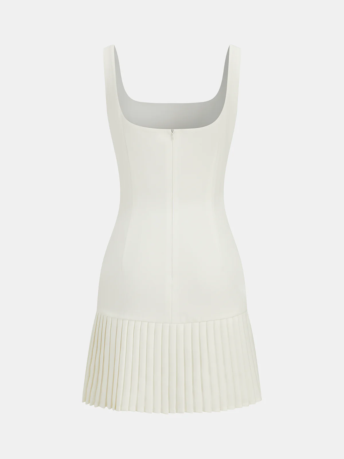 Square Neck Pleated Hem Mini Dress - Image 3