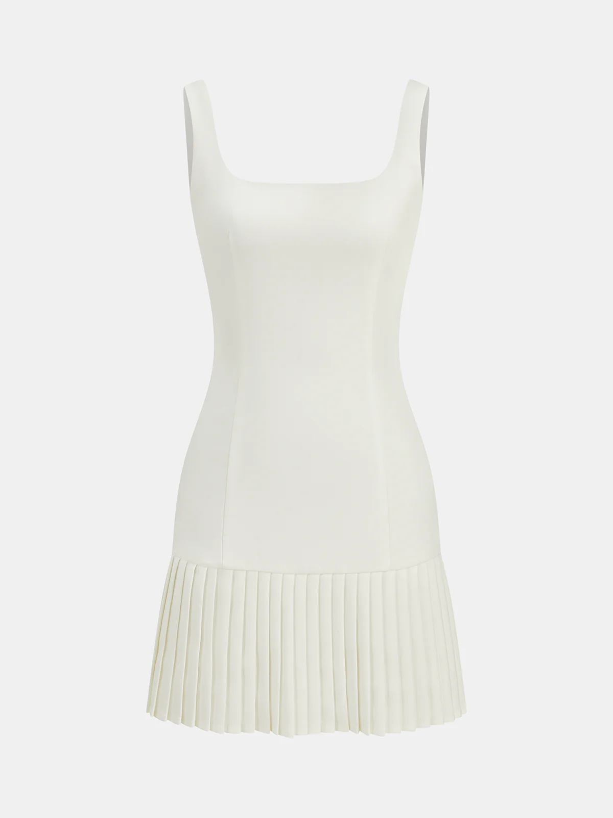 Square Neck Pleated Hem Mini Dress - Image 2