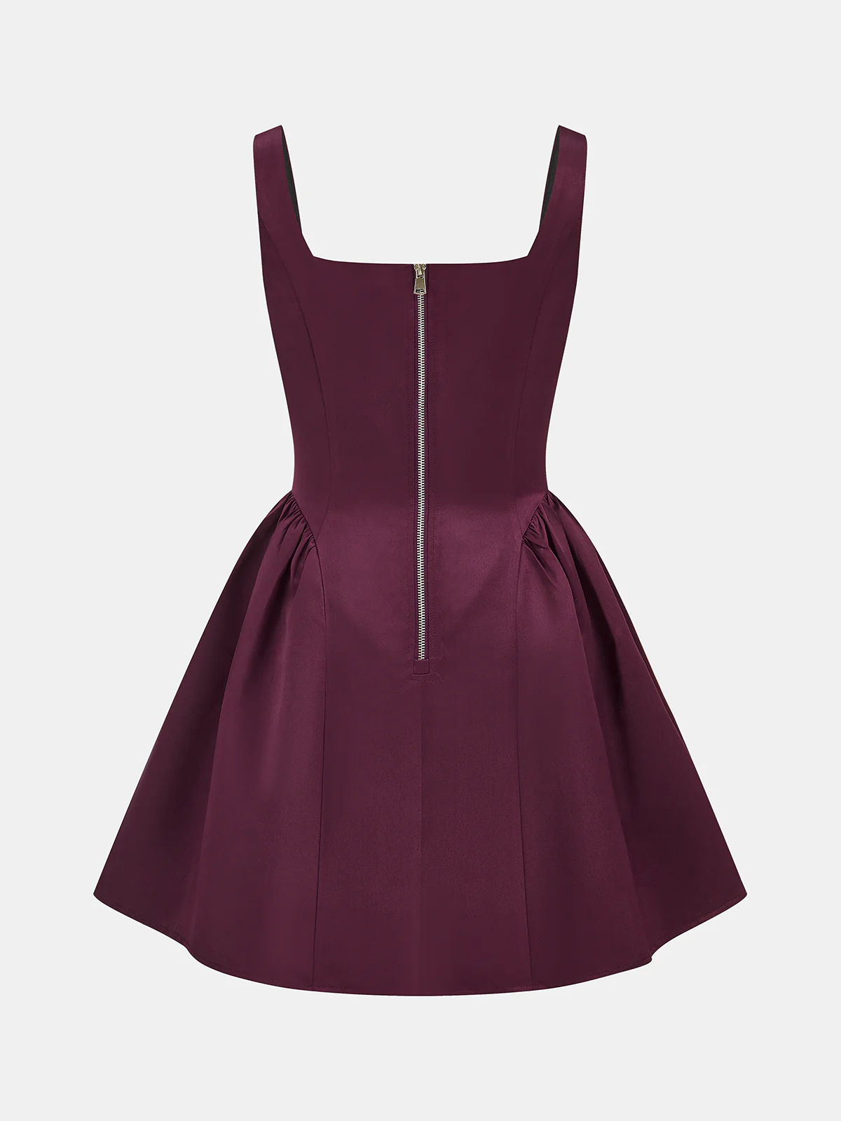 Square Neck Satin Flare Mini Dress - Image 2