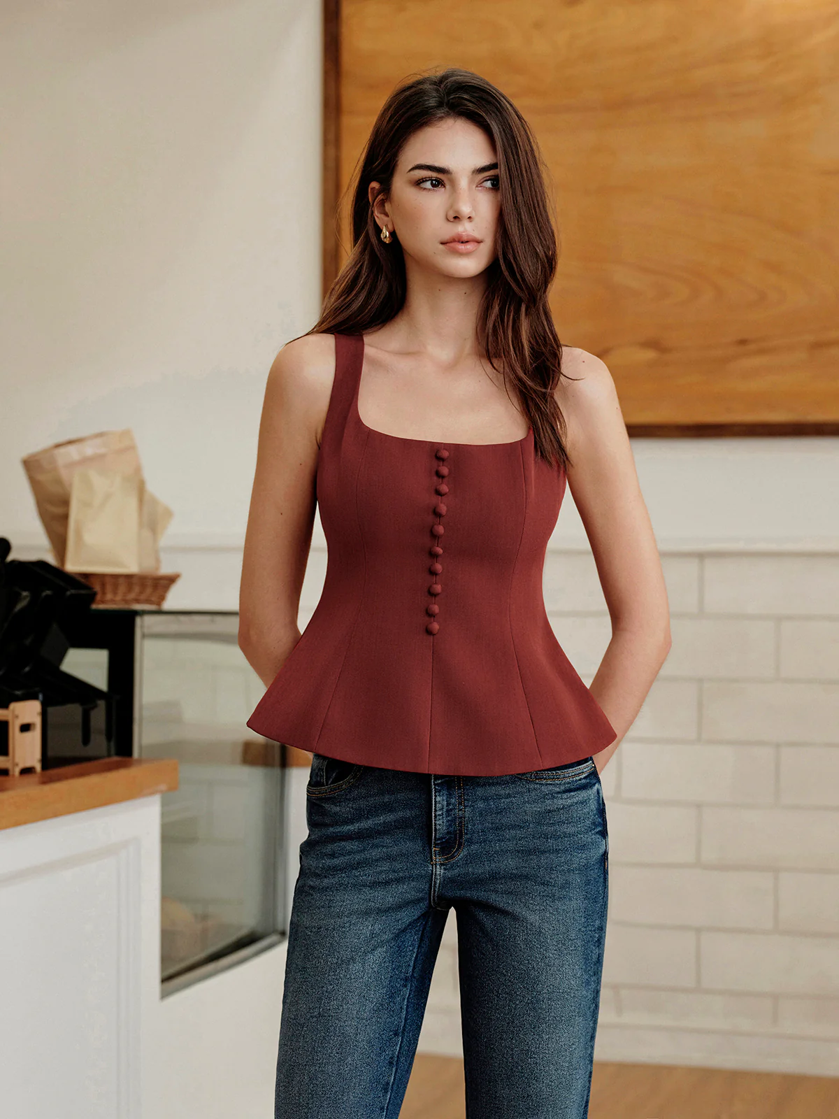 Square-Neck Zipper Tank Top - Image 4