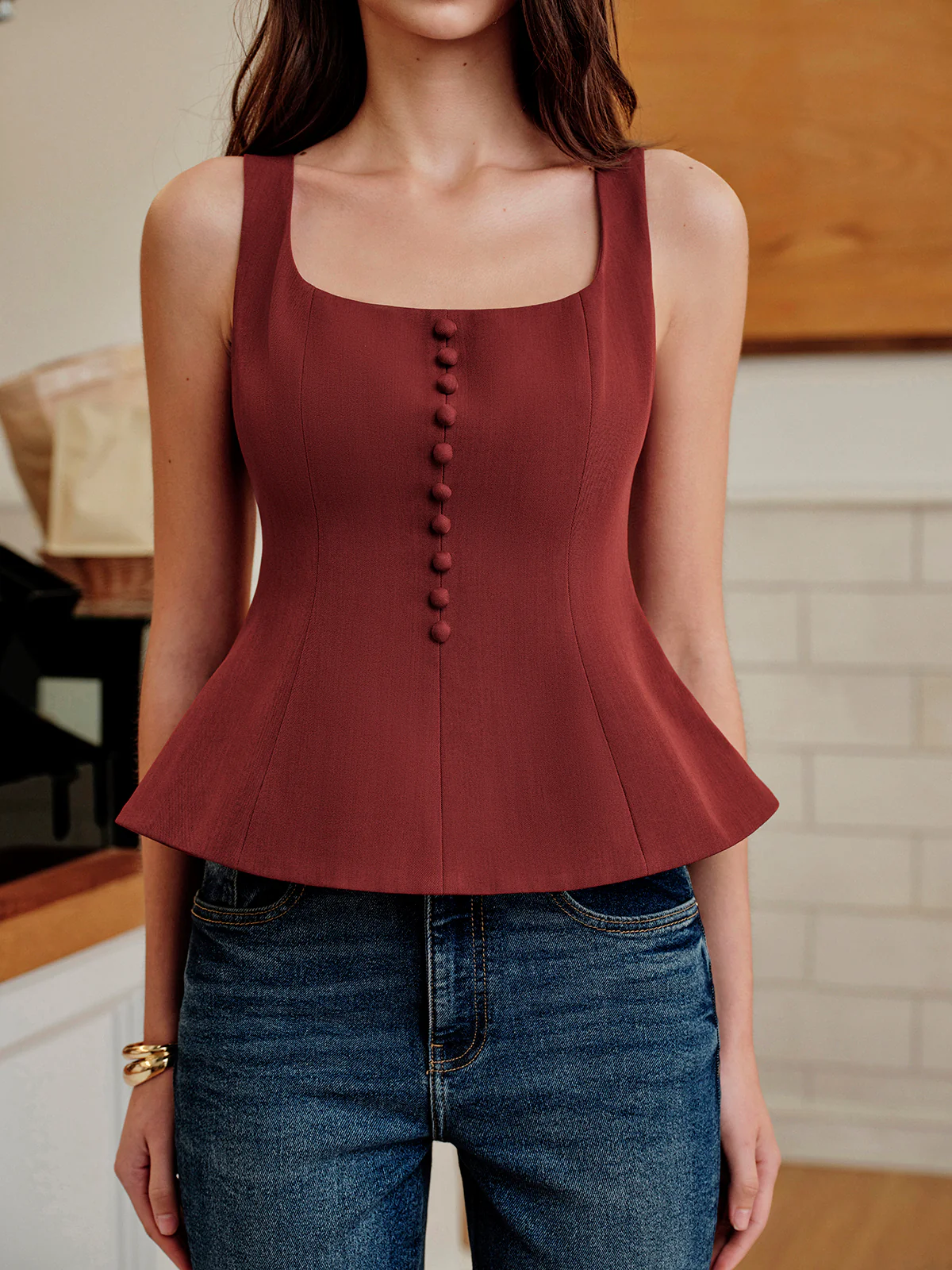 Square-Neck Zipper Tank Top - Image 7