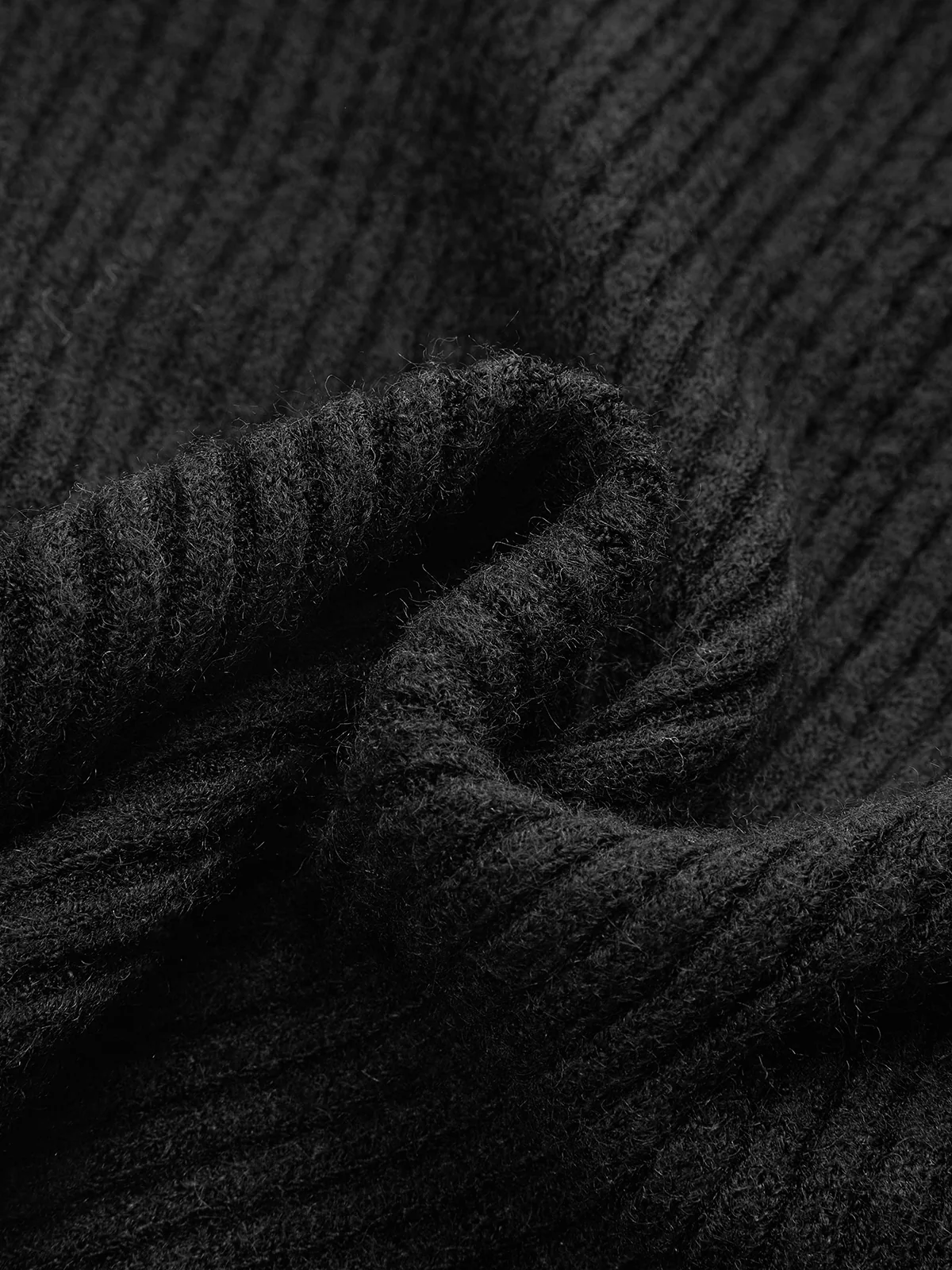 Stand Collar Asymmetric Button Ribbed Knit Top - Image 3