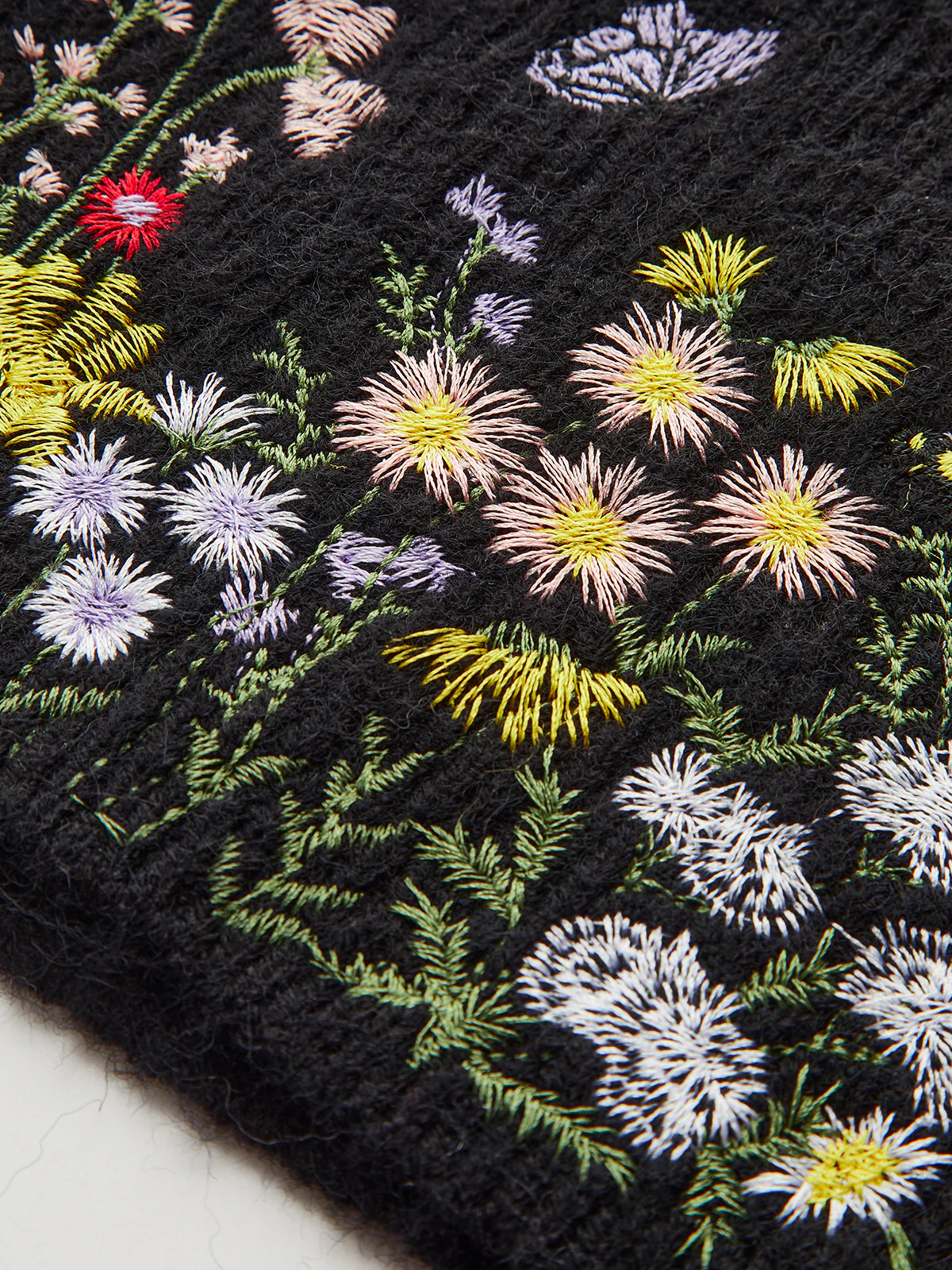 Stand Collar Embroidery Floral Sweater Vest - Image 9