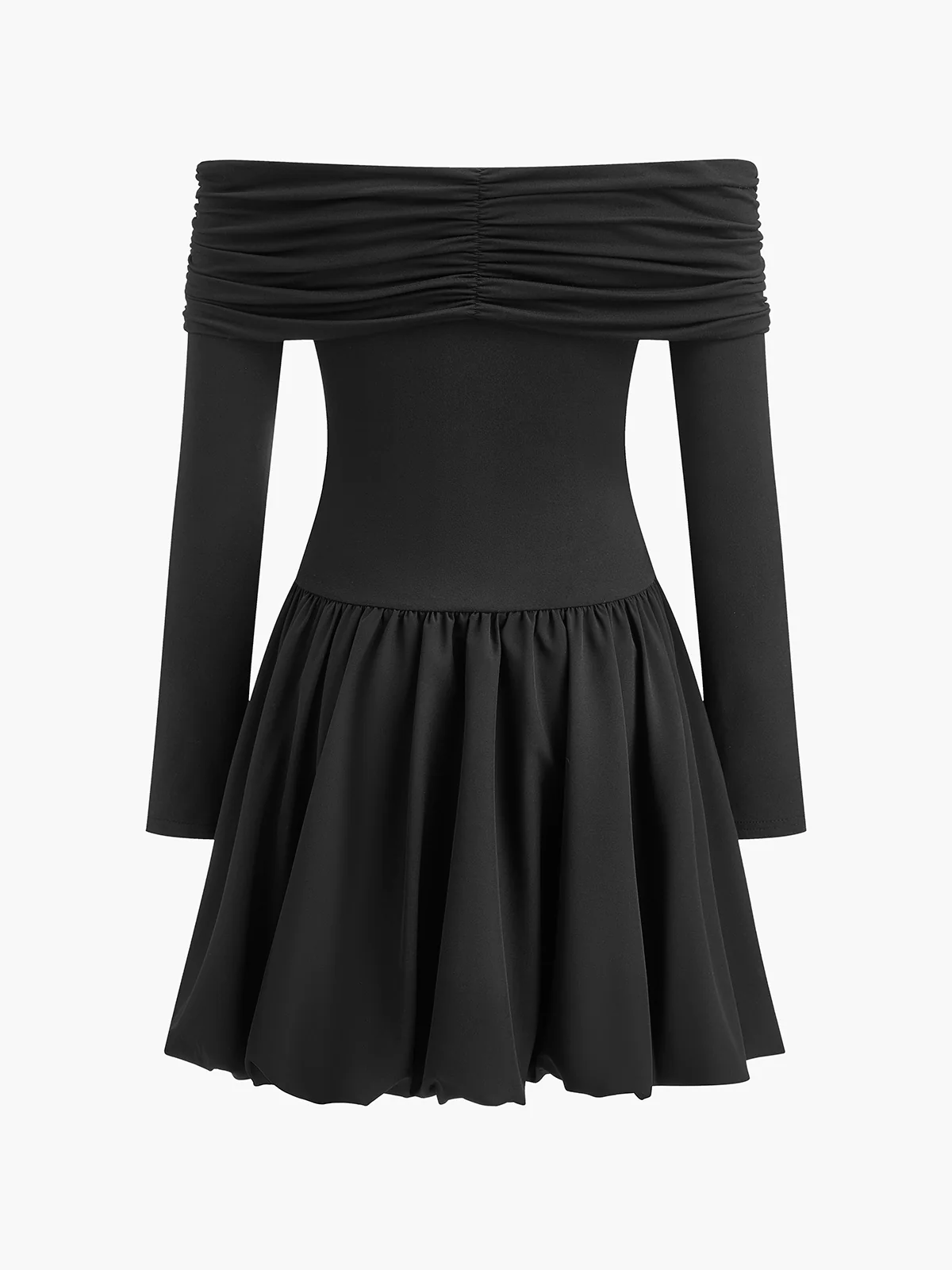 Straight-Shoulder Bud Waist Jersey Dress - Image 6