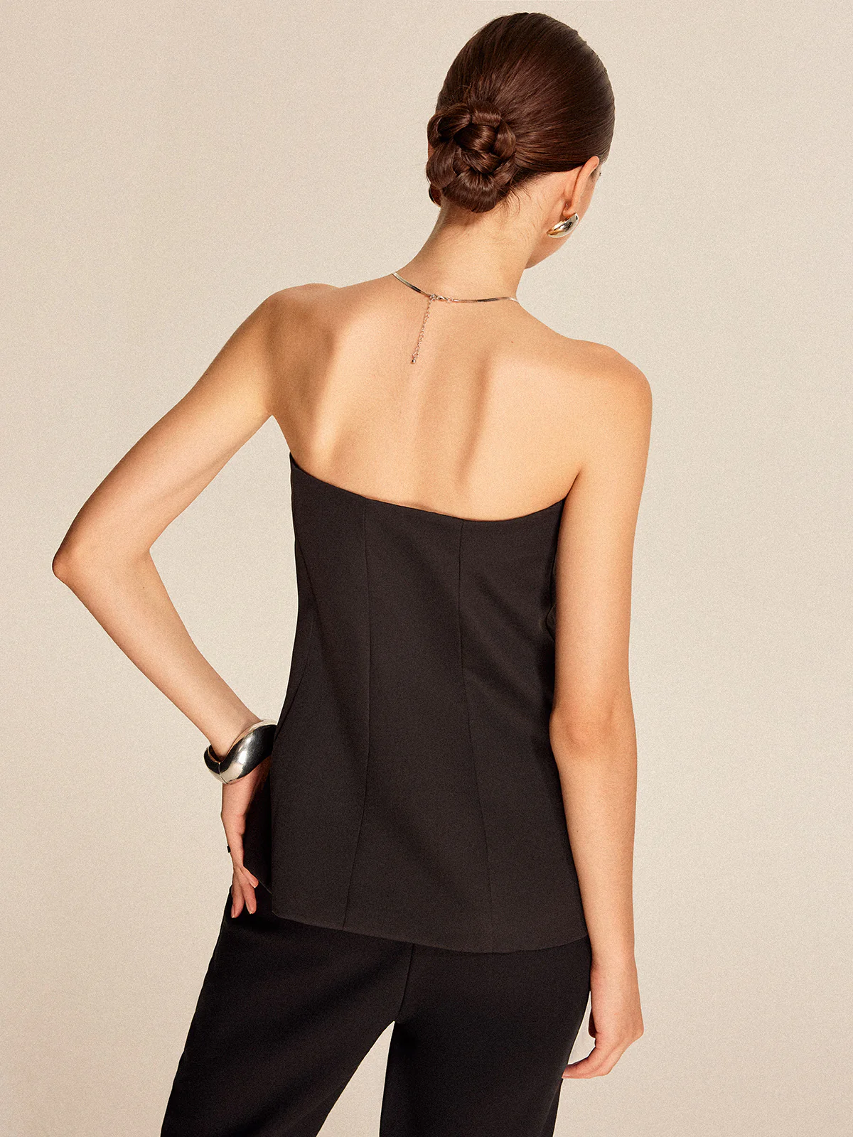 Strapless Button-Front Top - Image 6