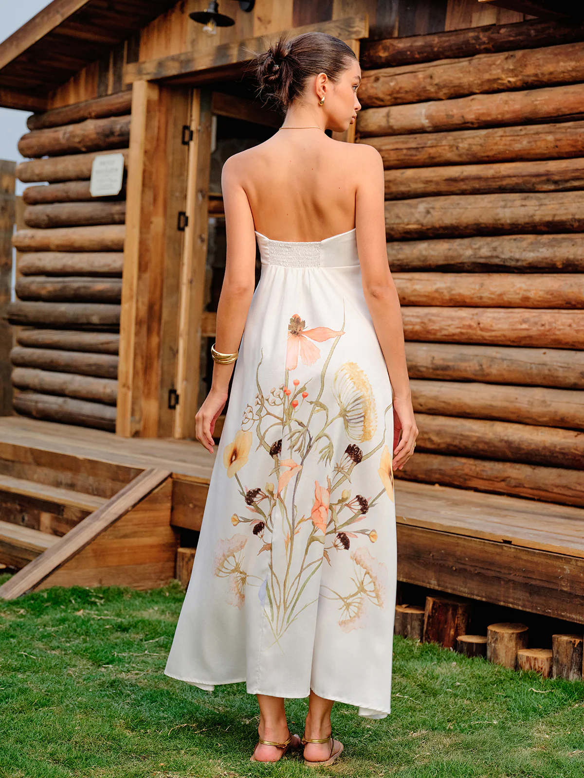 Strapless Floral Print Dress - Image 4