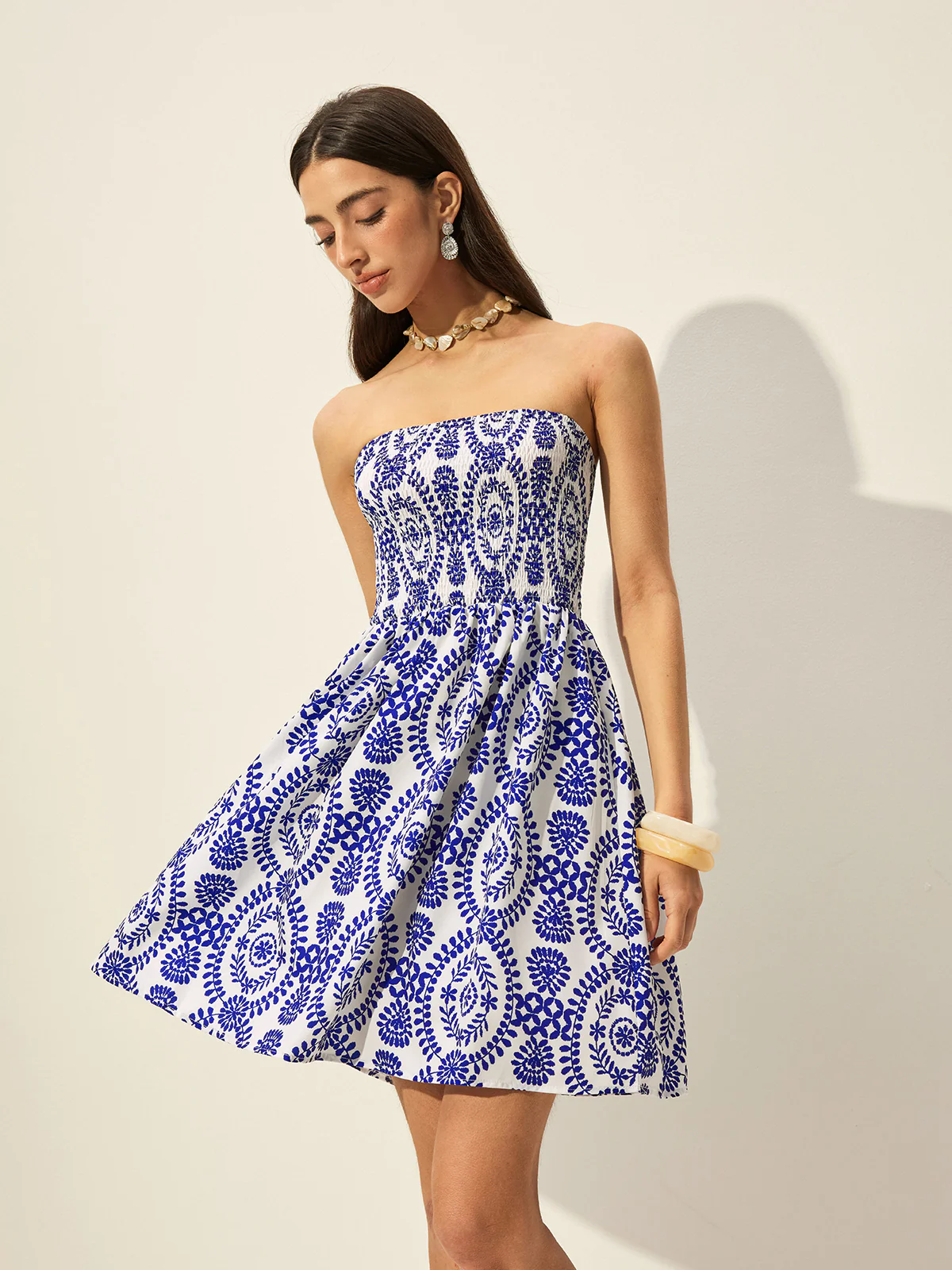 Strapless Floral Print Dress - Image 2