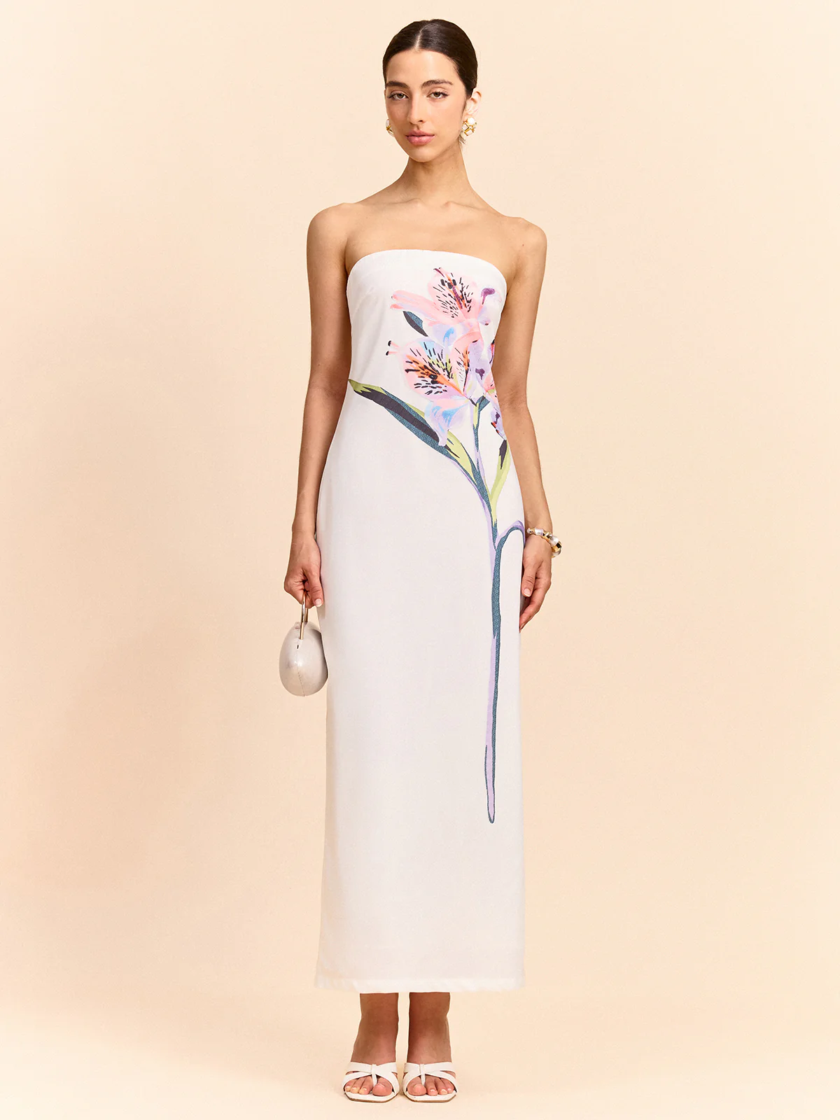 Strapless Floral Print Maxi Dress - Image 2