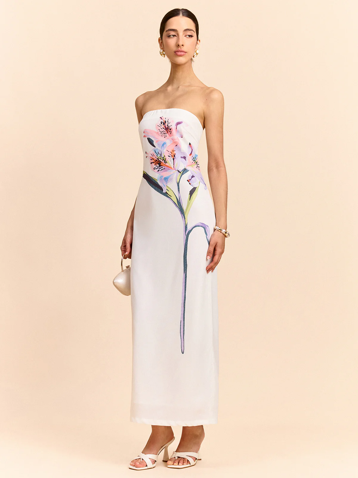 Strapless Floral Print Maxi Dress - Image 3