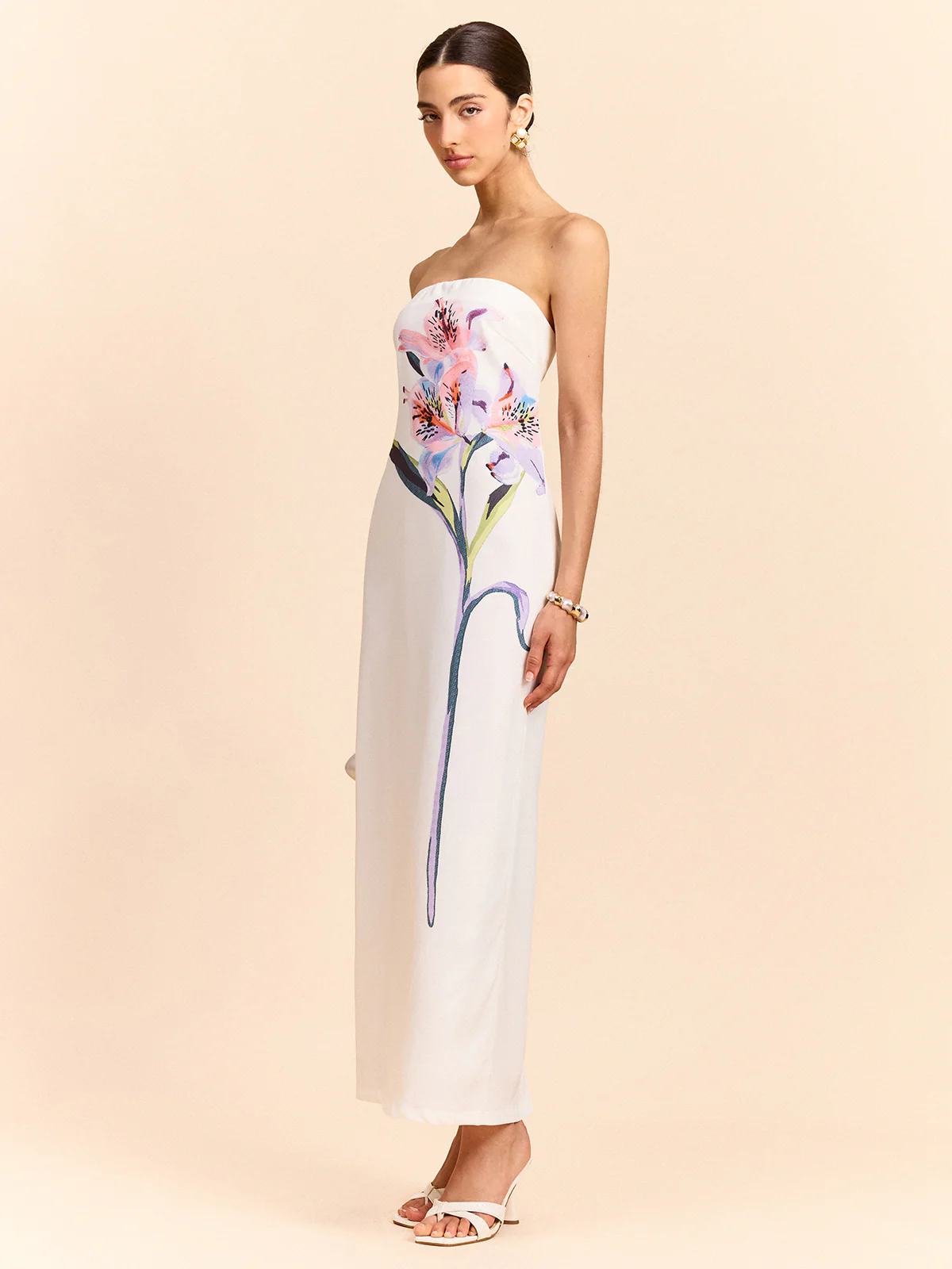 Strapless Floral Print Maxi Dress - Image 4