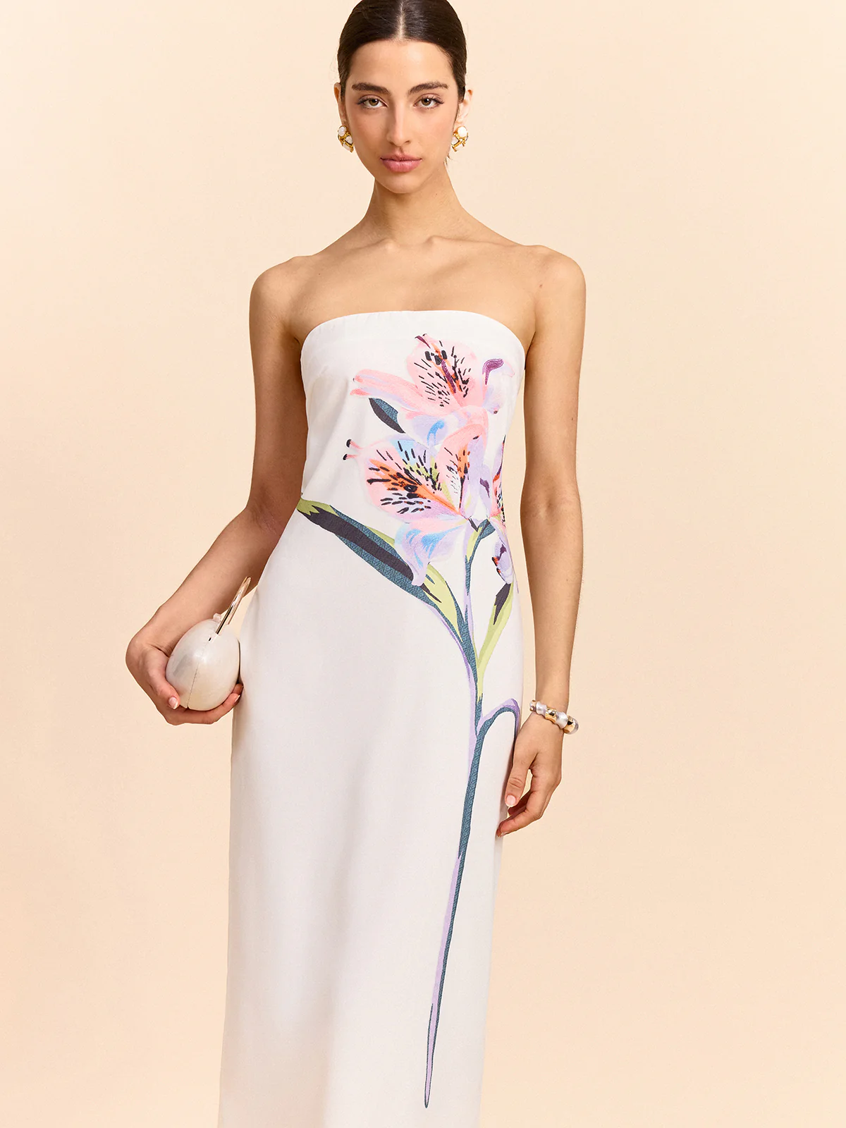 Strapless Floral Print Maxi Dress - Image 5