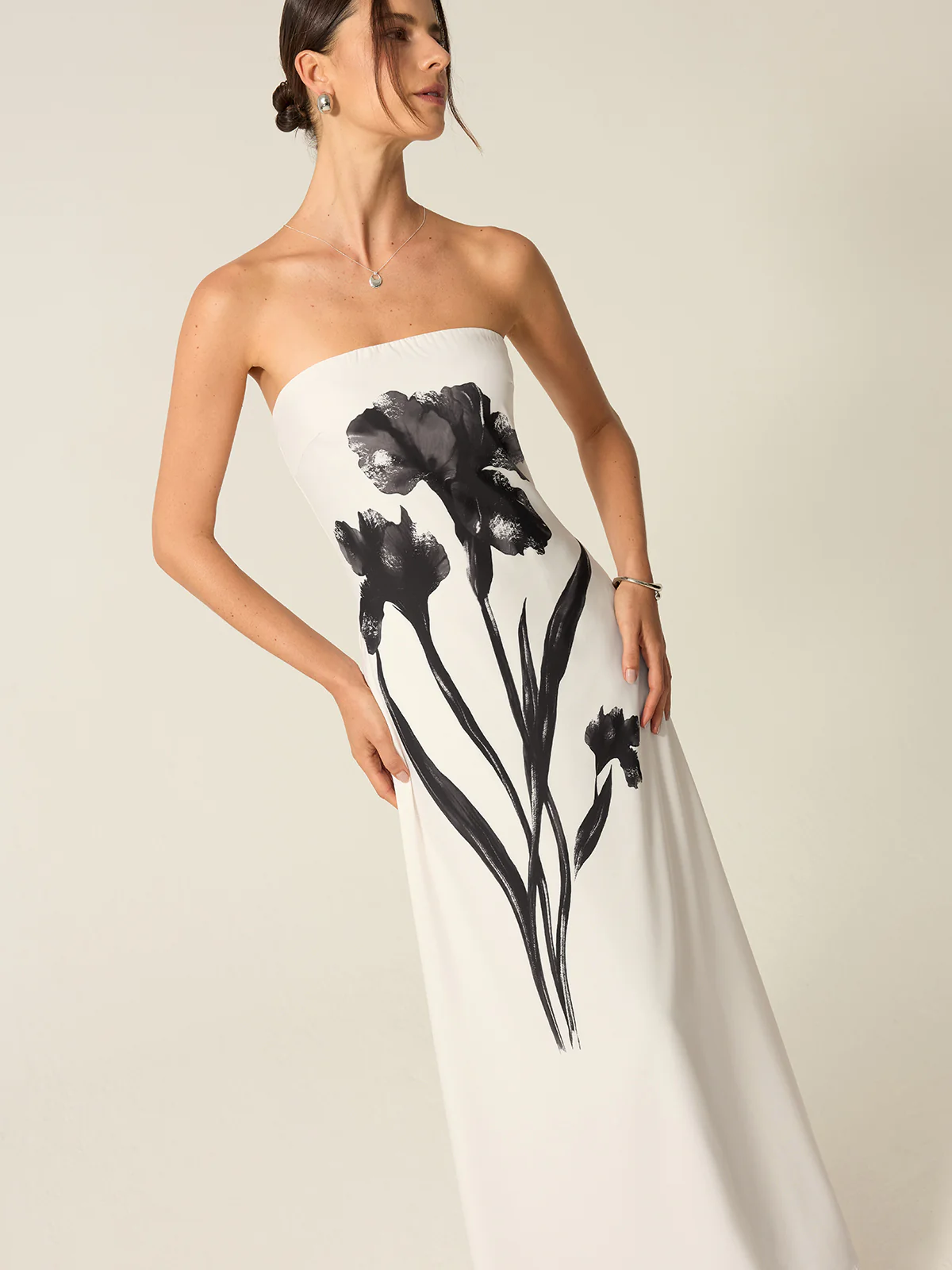 Strapless Floral Print Maxi Dress - Image 2