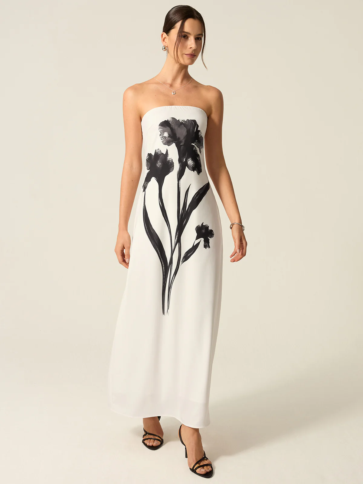 Strapless Floral Print Maxi Dress - Image 3