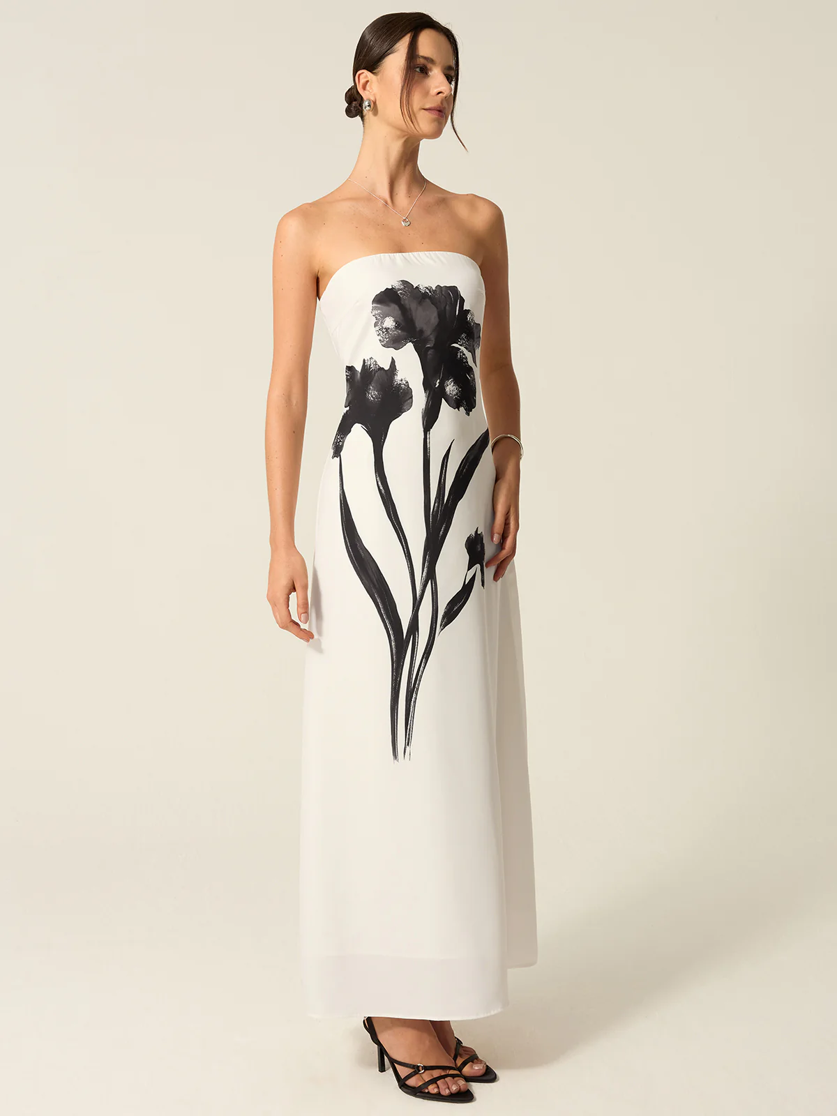 Strapless Floral Print Maxi Dress - Image 4