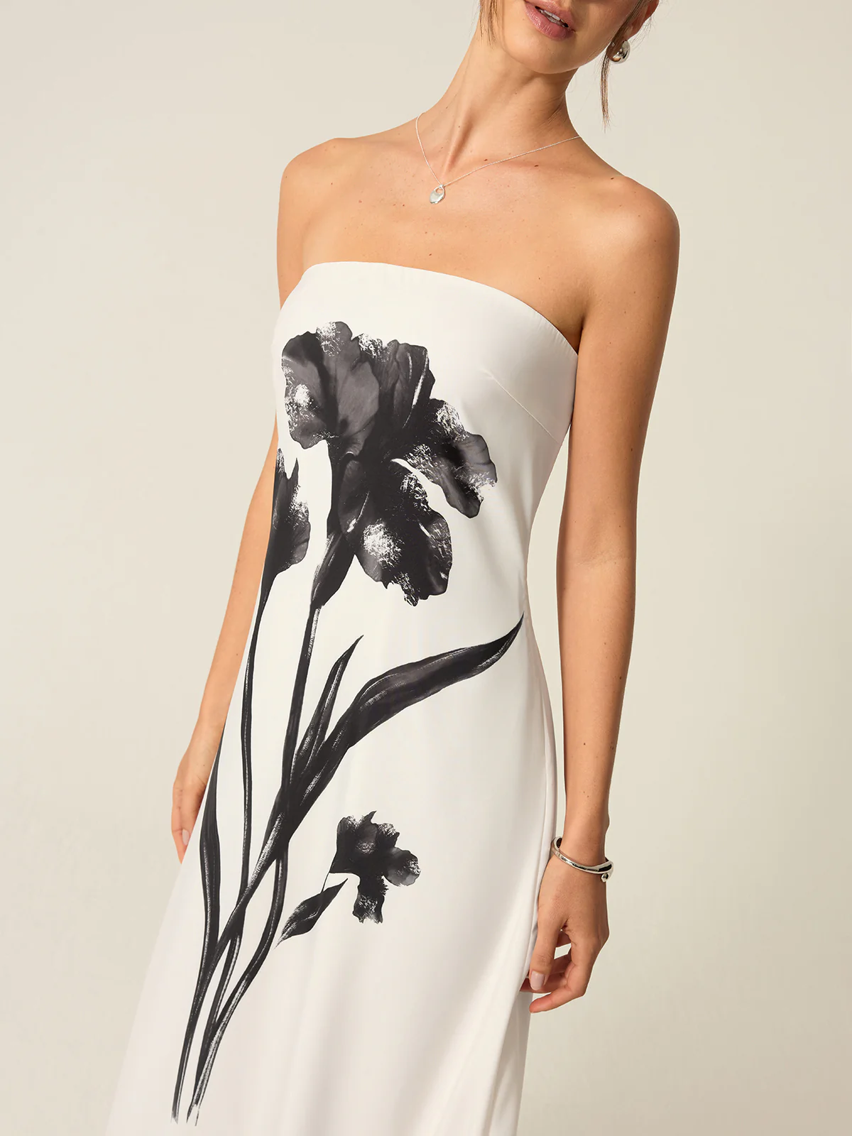 Strapless Floral Print Maxi Dress - Image 5
