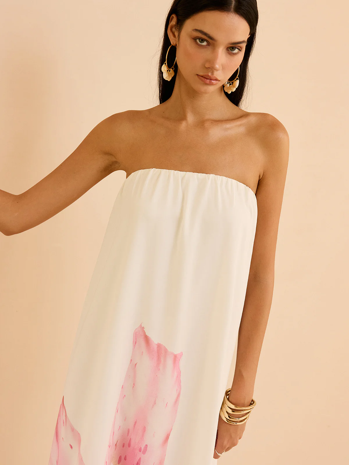 Strapless Floral Print Maxi Dress - Image 5