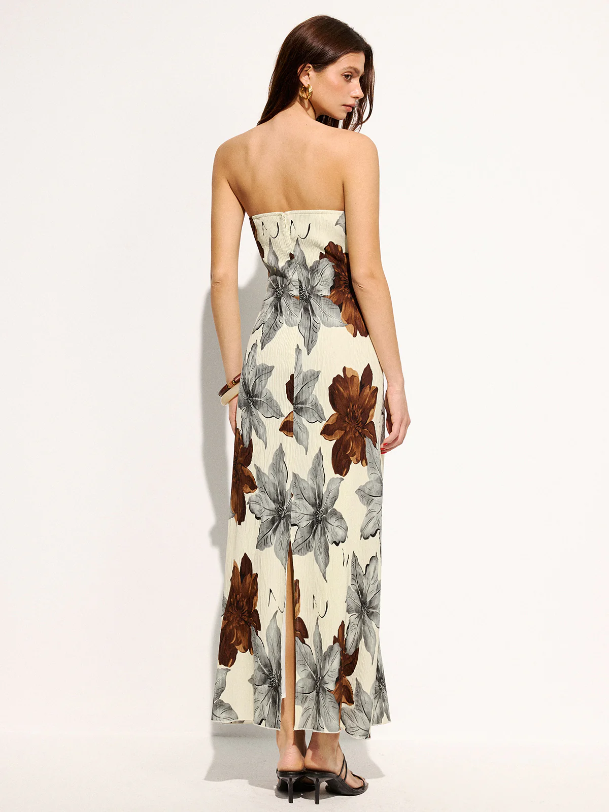 Strapless Floral Print Maxi Dress - Image 4