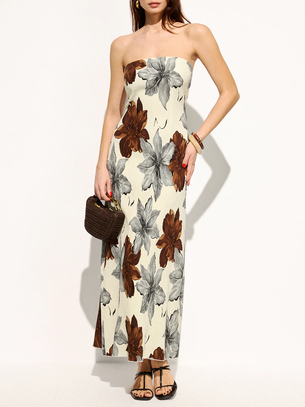 Strapless Floral Print Maxi Dress - Image 5