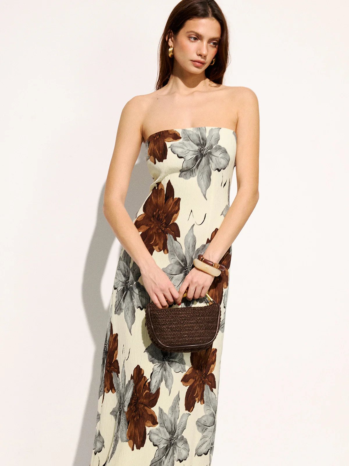 Strapless Floral Print Maxi Dress - Image 6