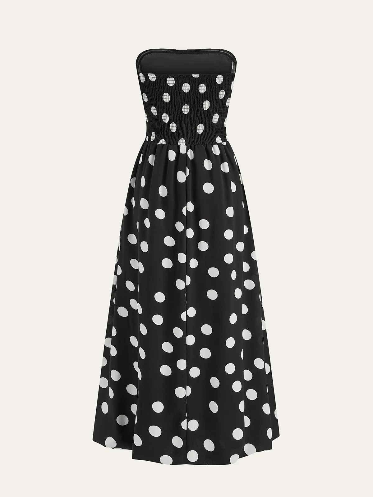 Strapless Polka Dot Ruched Maxi Dress - Image 5