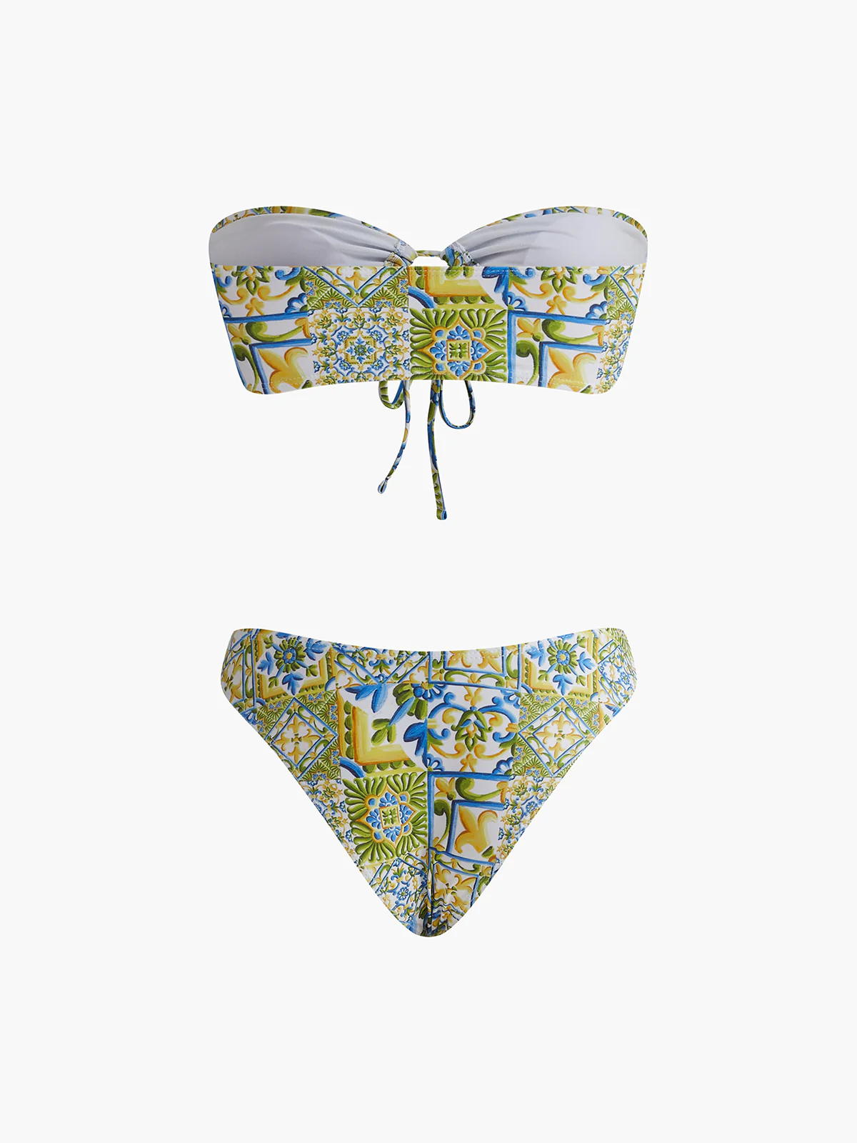 Strapless Print Knotted Bikini Set - Image 2