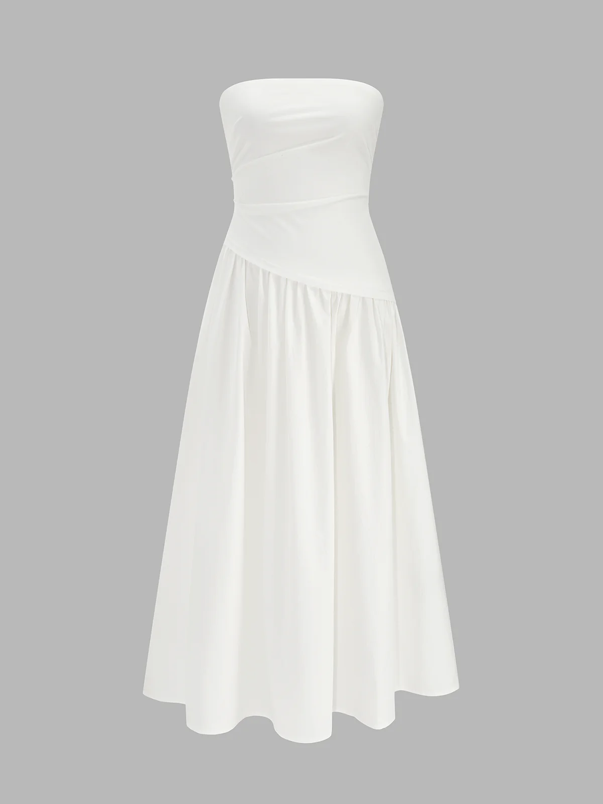Strapless Ruched Flowy Maxi Dress - Image 2