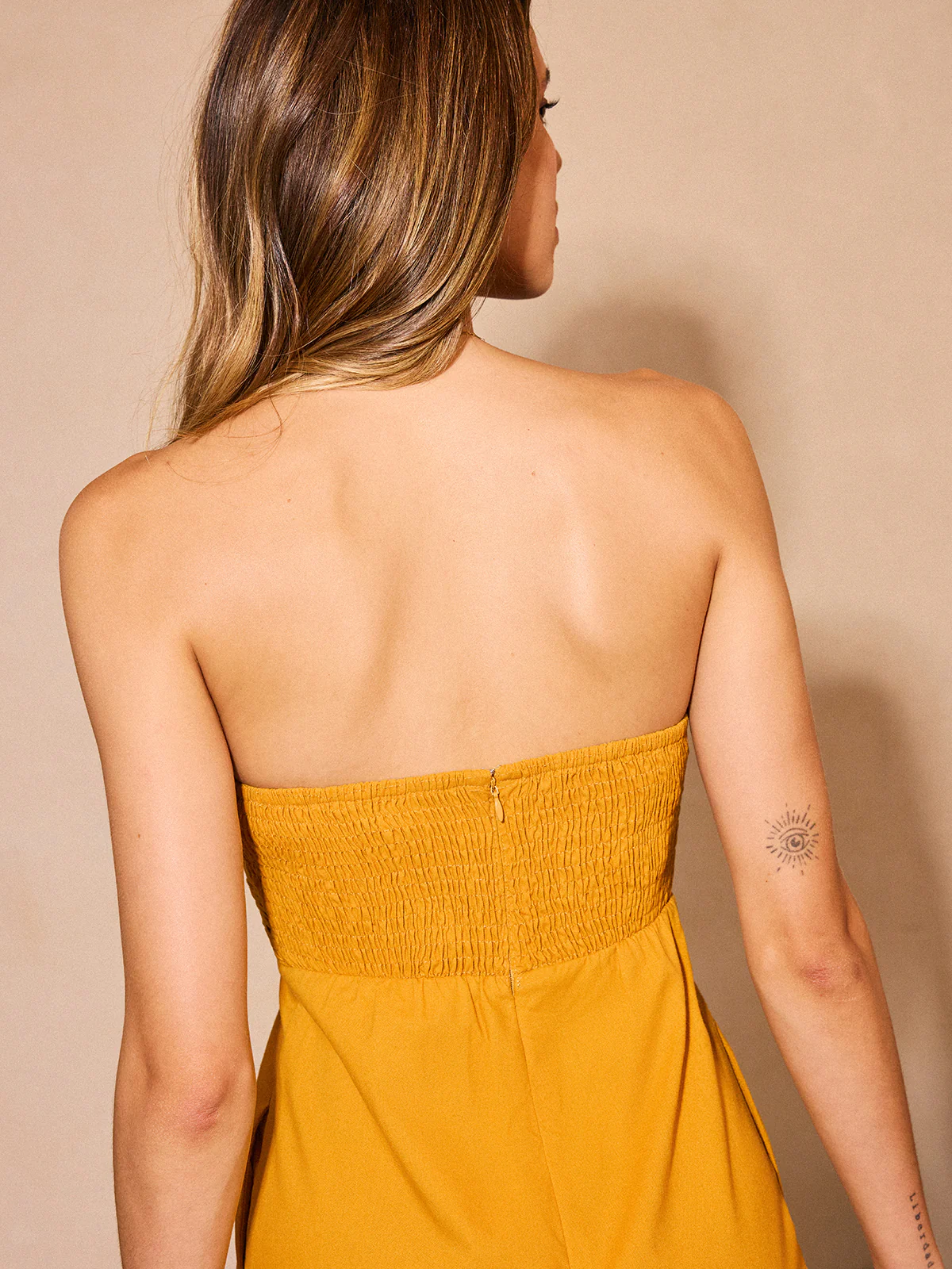 Strapless Ruched Wide-Leg Jumpsuit - Image 6
