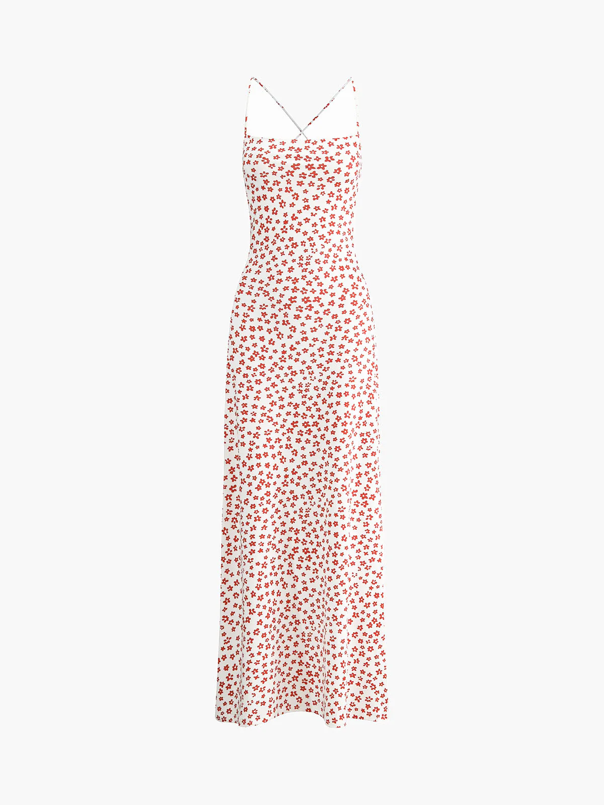 Strappy Floral Print Crisscross Flowy Long Sundress - Image 2