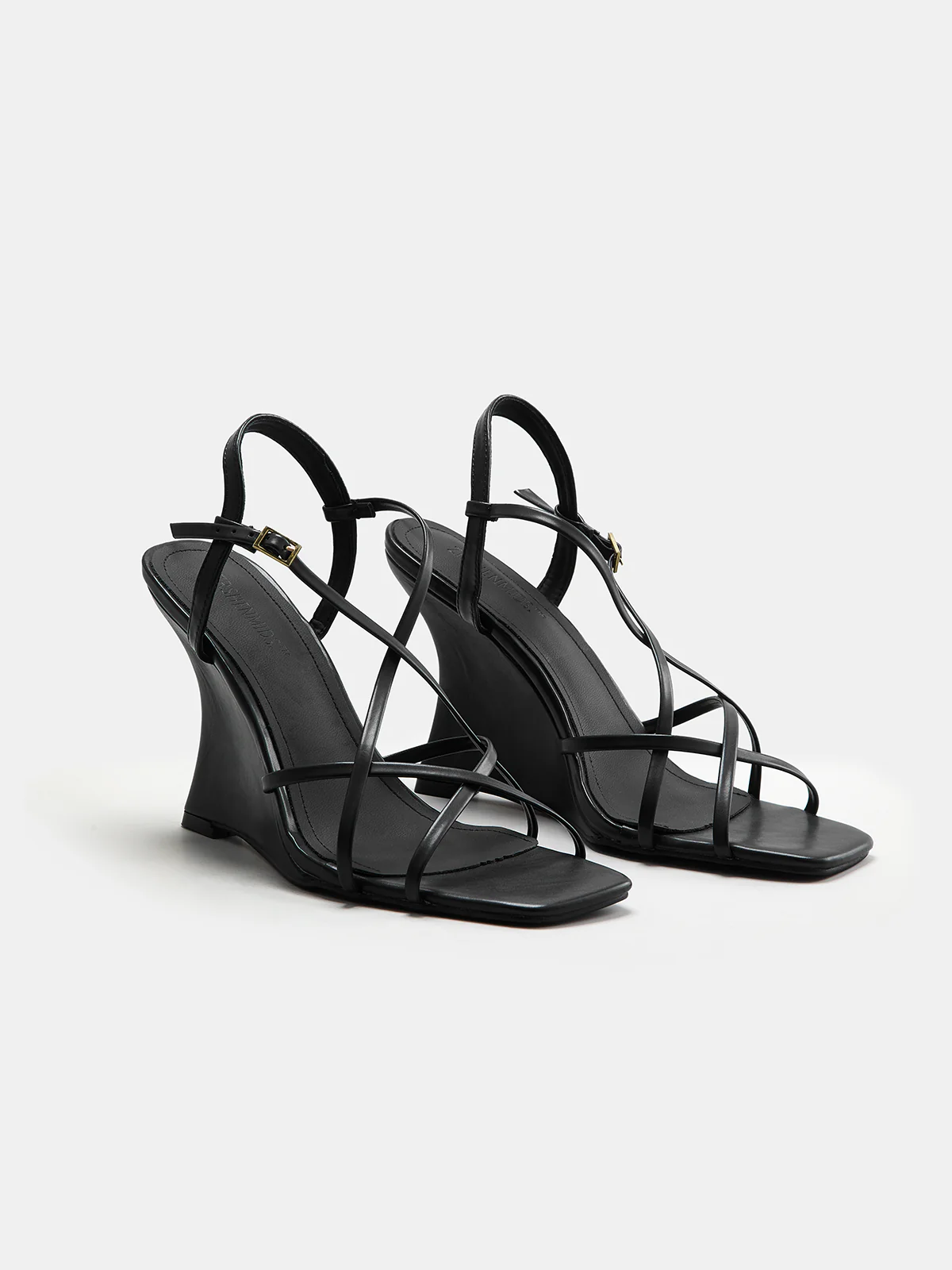 Strappy Square Toe Wedge Sandals