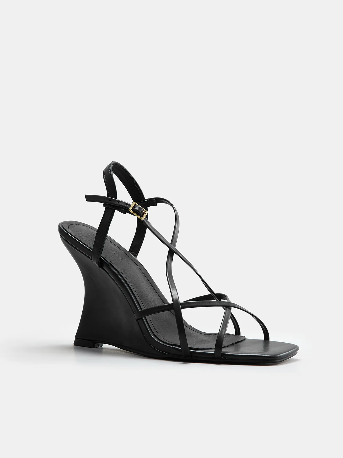 Strappy Square Toe Wedge Sandals - Image 4