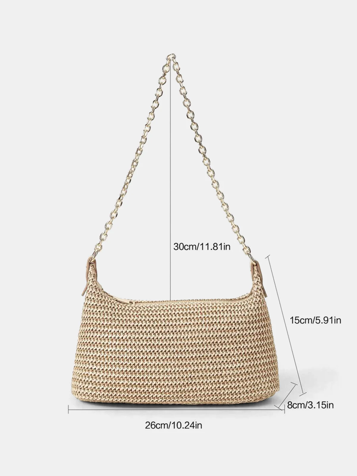 Straw Woven Chain Strap Shoulder Bag - Image 5