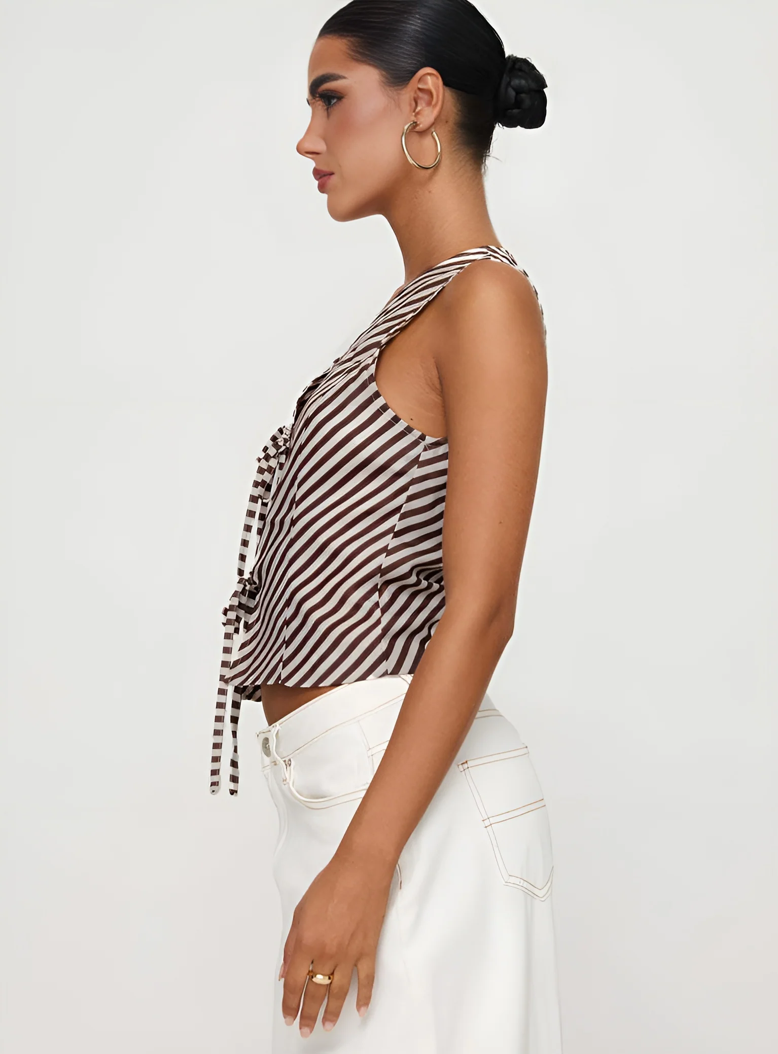 Stripe Knotted V-Neck Vest - Image 3