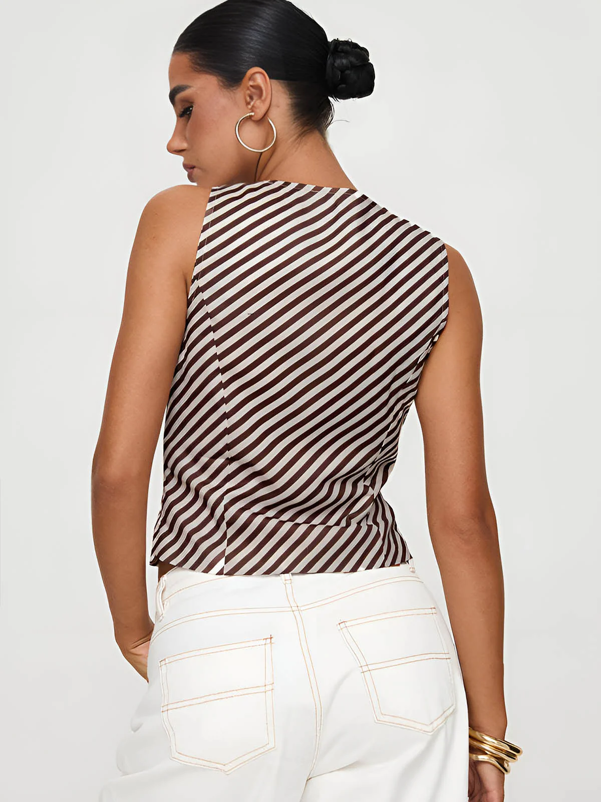 Stripe Knotted V-Neck Vest - Image 4