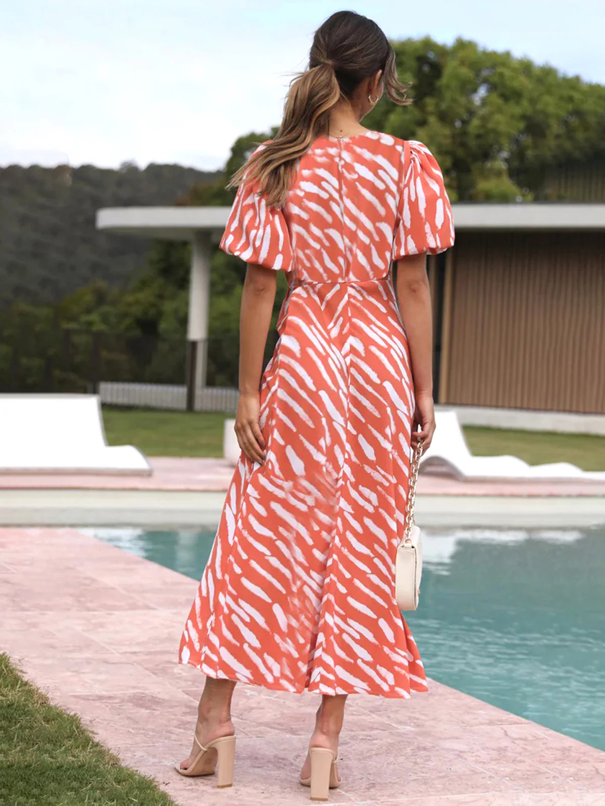 Stripe Pattern Cutout Long Dress - Image 4