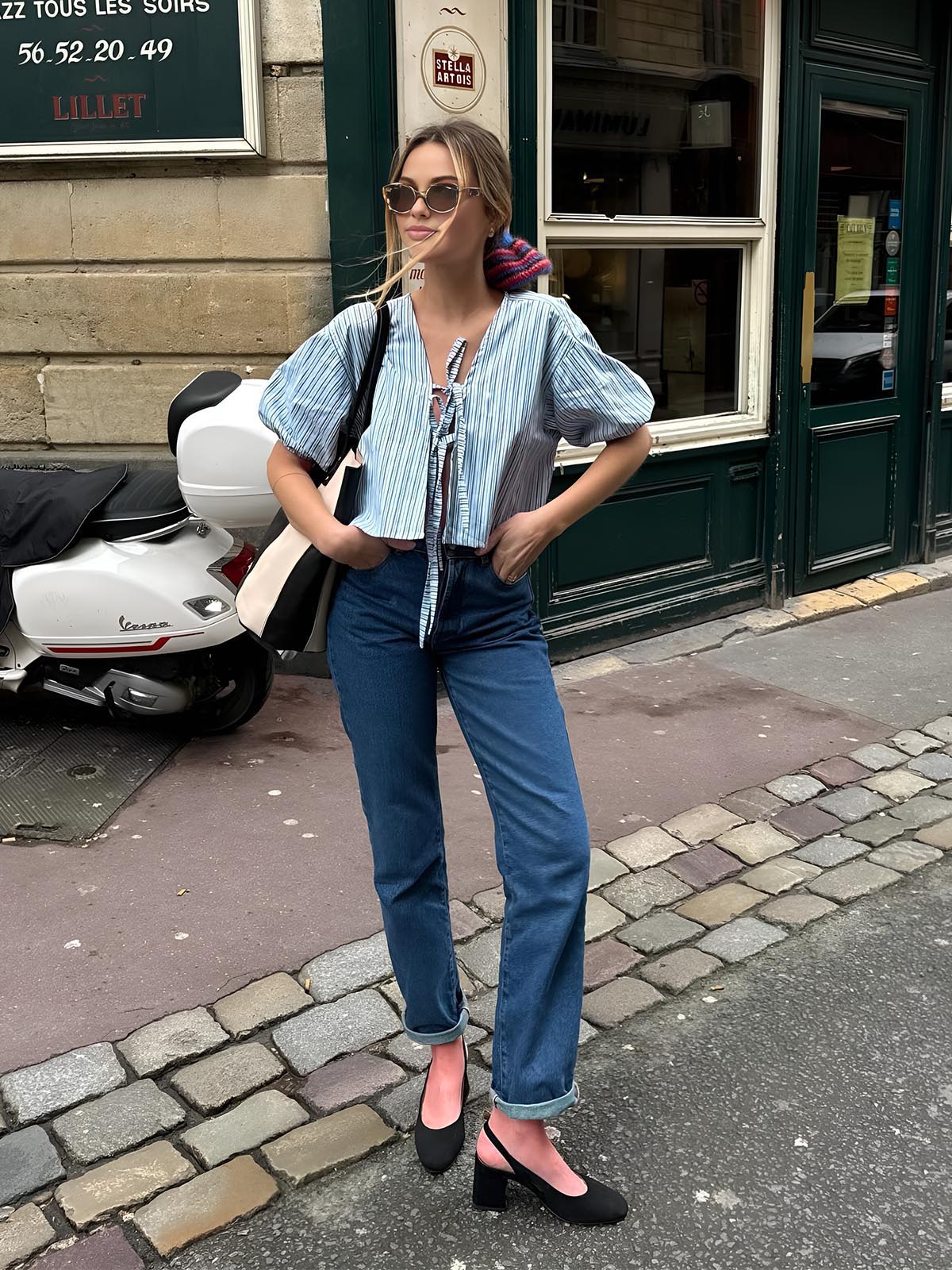 Stripe Tie Neck Blouse - Image 2